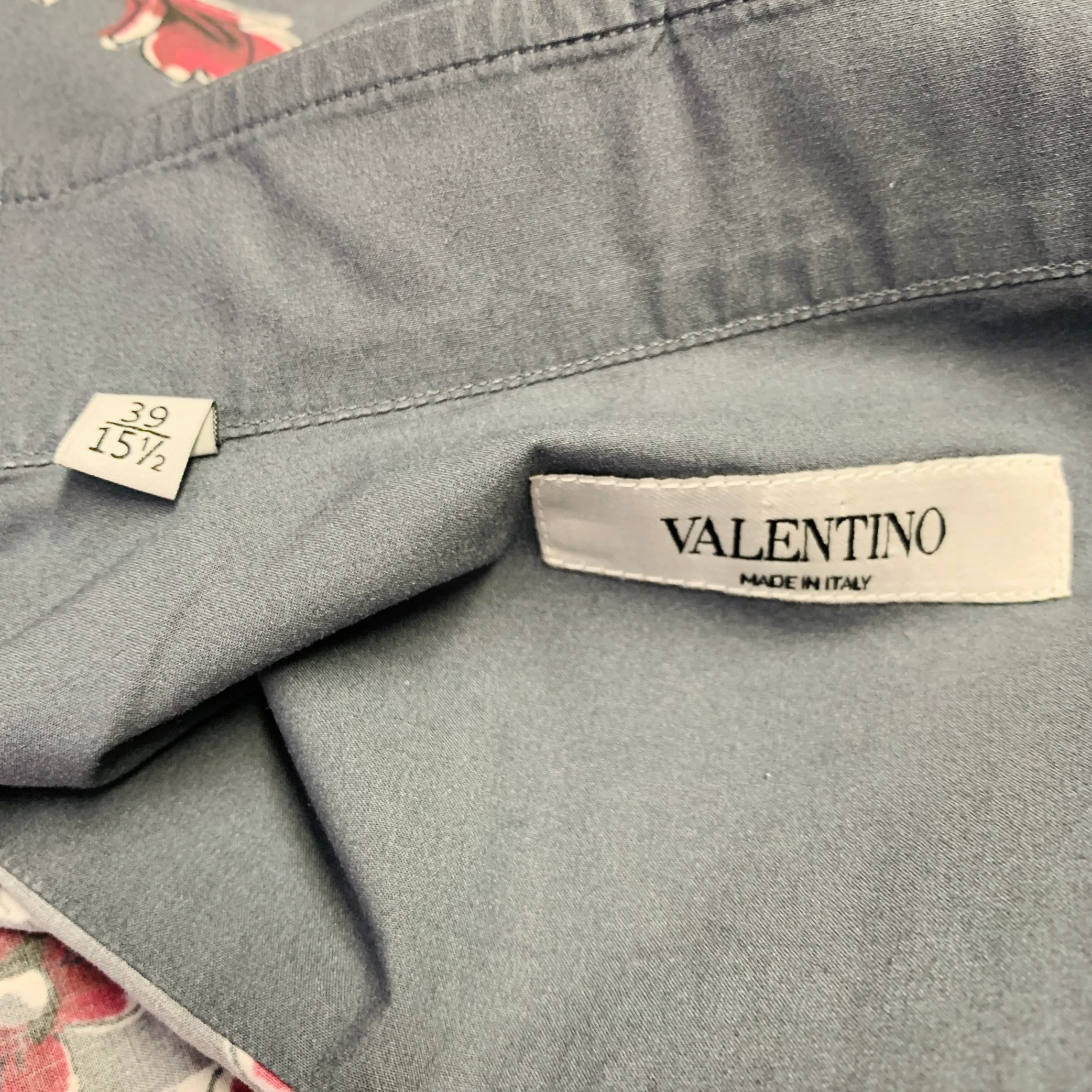 VALENTINO Size S Grey Magenta Floral Cotton One Pocket Button Up Long Sleeve Shirt - Image 5