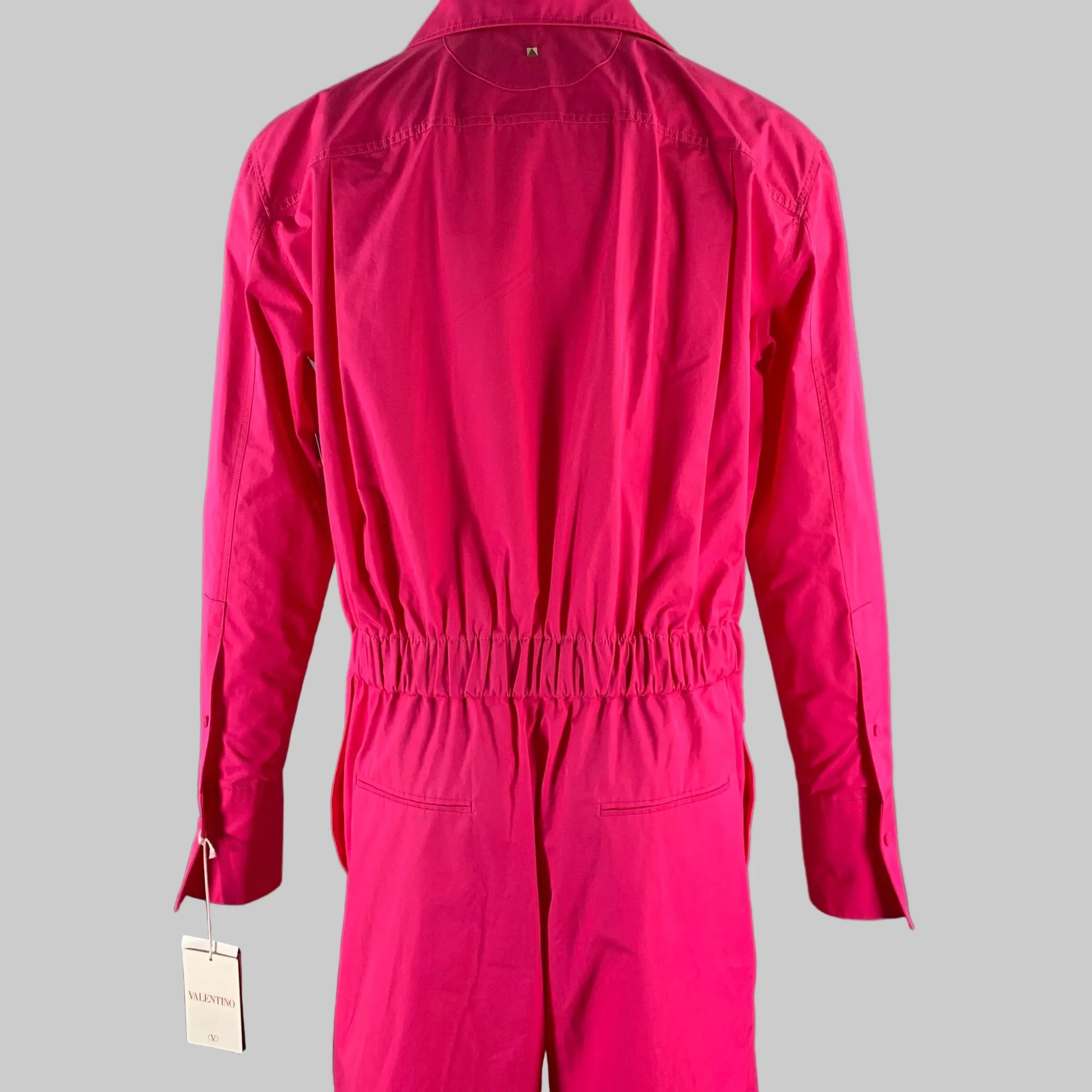 VALENTINO Size S Pink Cotton Hidden Placket Jumpsuit - Image 6