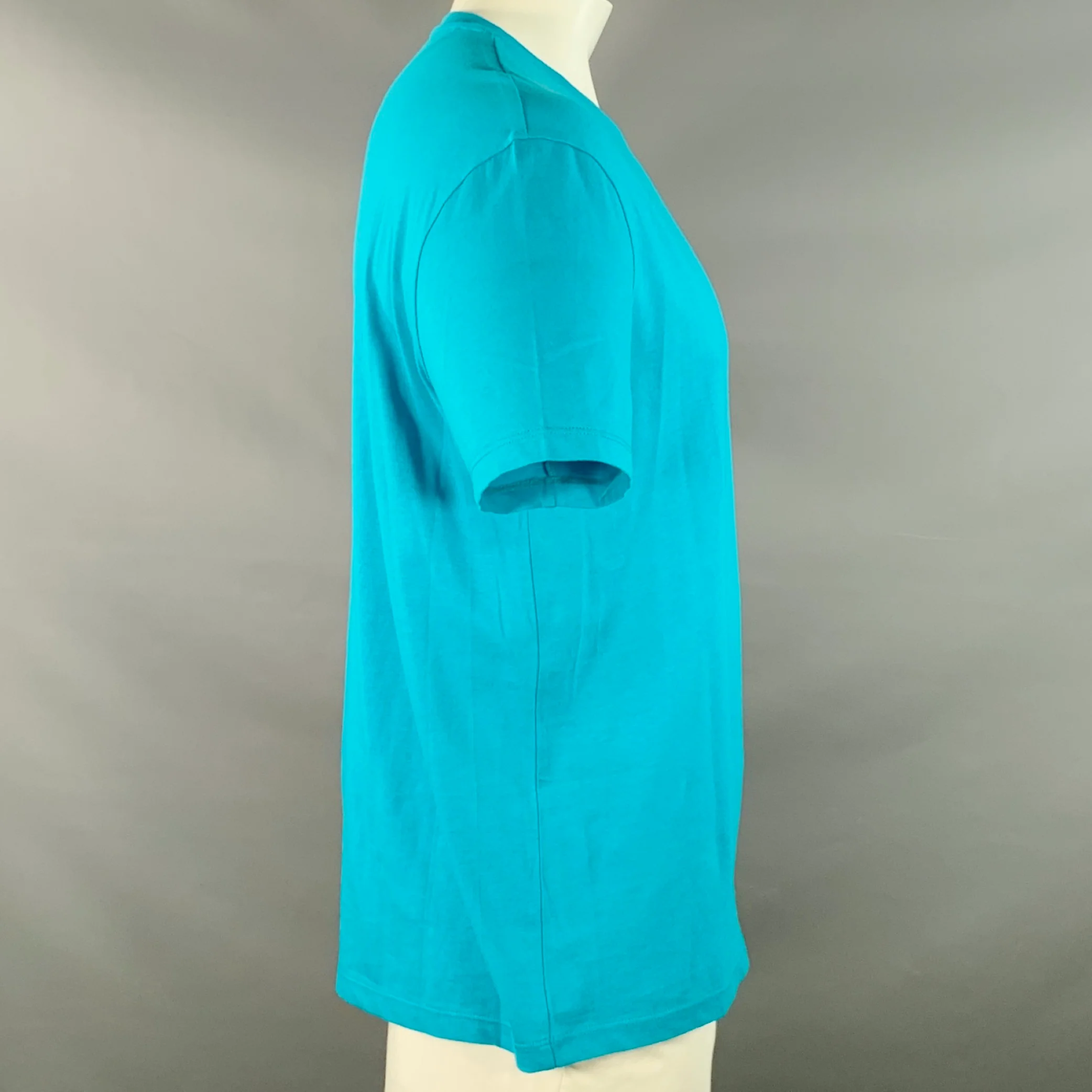 VALENTINO Size XL Blue White Logo Cotton Short Sleeve T-shirt - Image 3