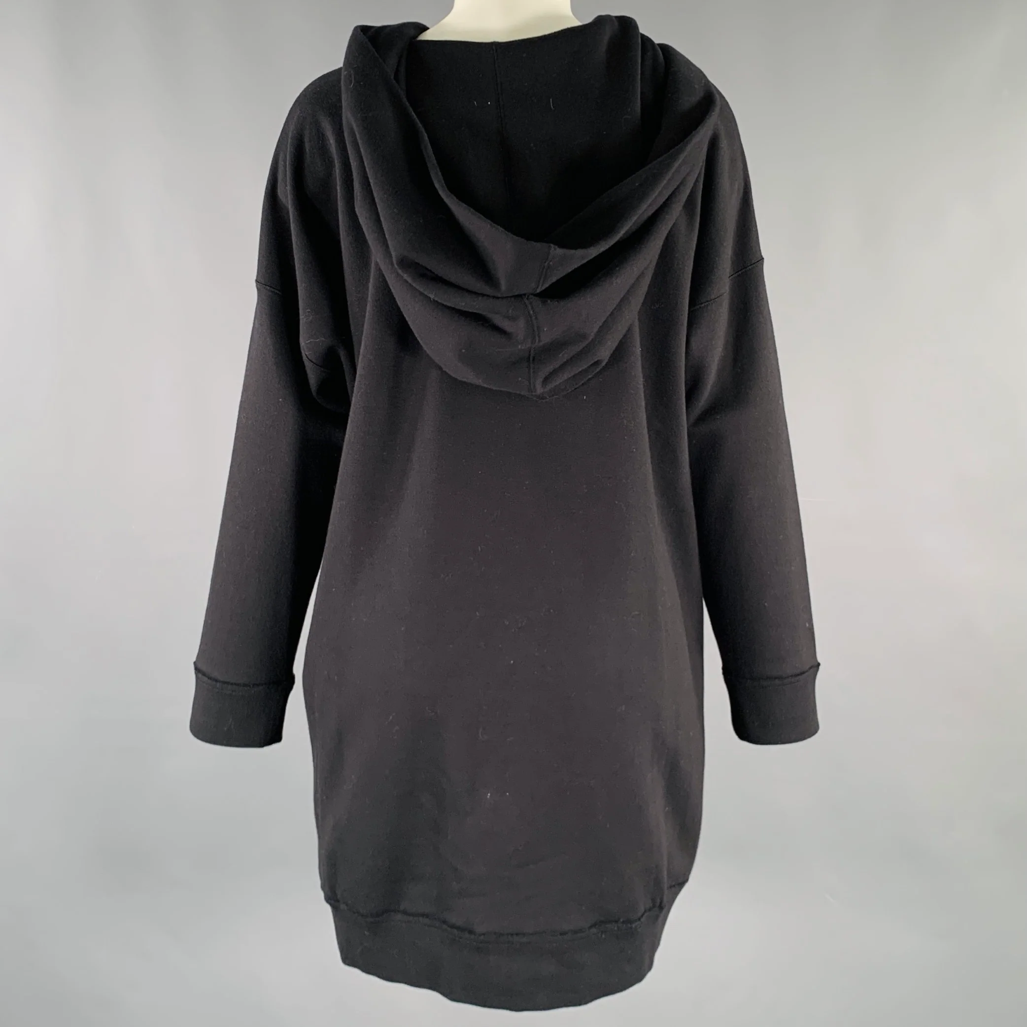 VALENTINO Size XS Black White Yellow Cotton Blend Flower Hooded Dress - Image 3