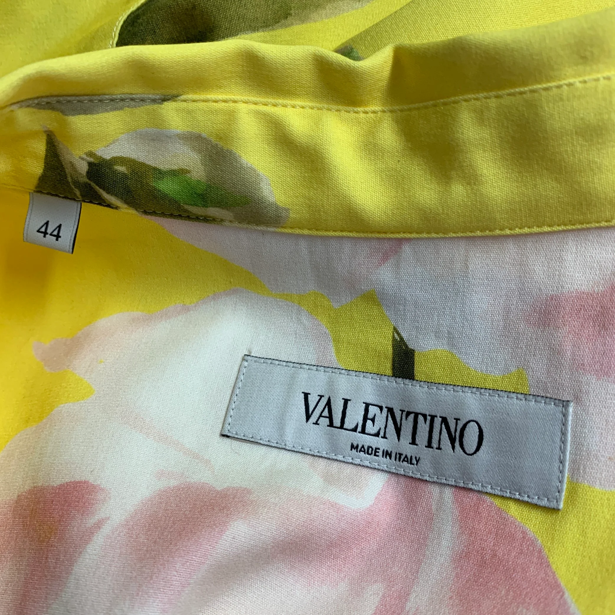 VALENTINO SS21 Size M Yellow Multi Color Cotton Silk Floral Belted Oversized Shirt Dress - Image 5