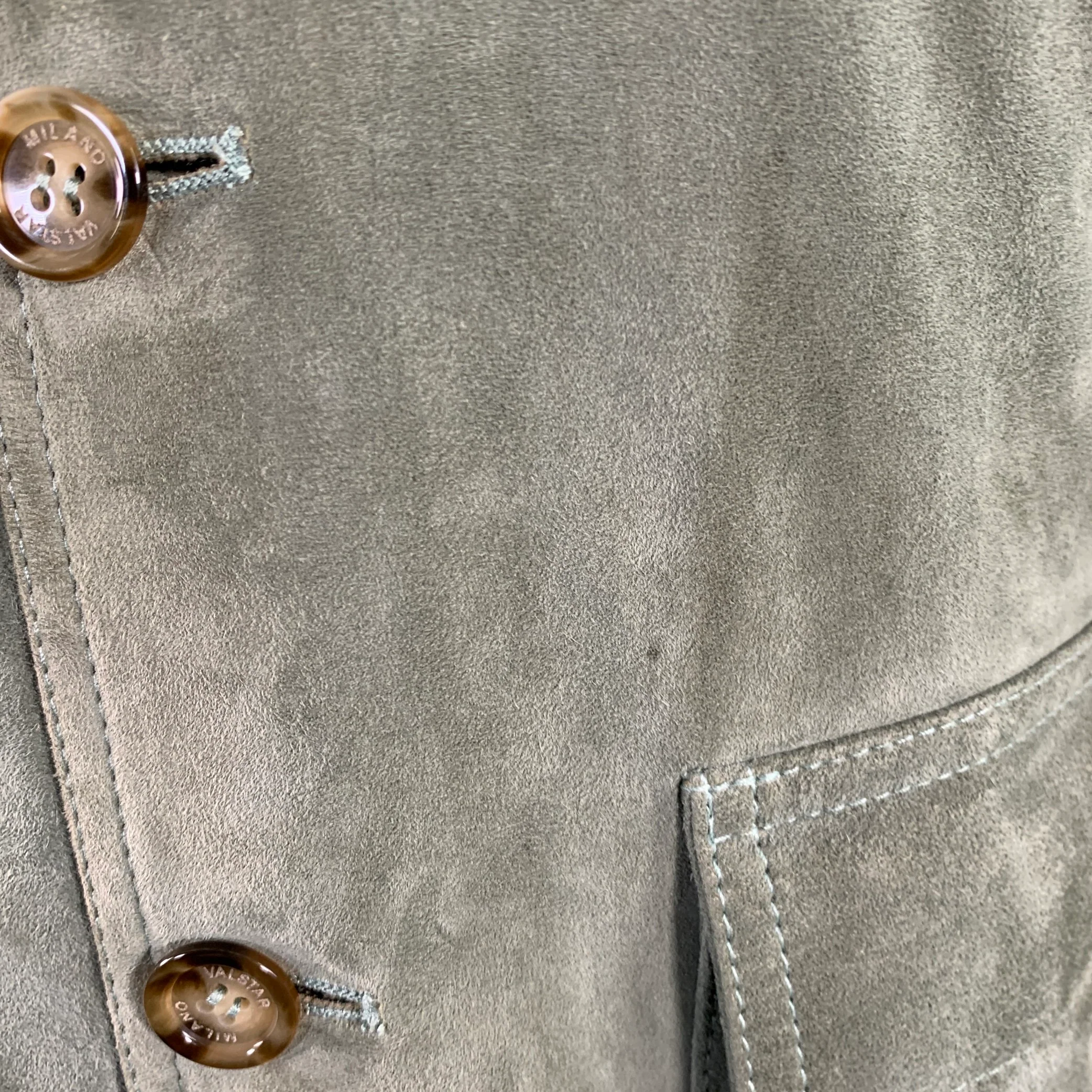 VALSTAR Size S Valstarino Sage Green Goat Suede Blouson Jacket - Image 10