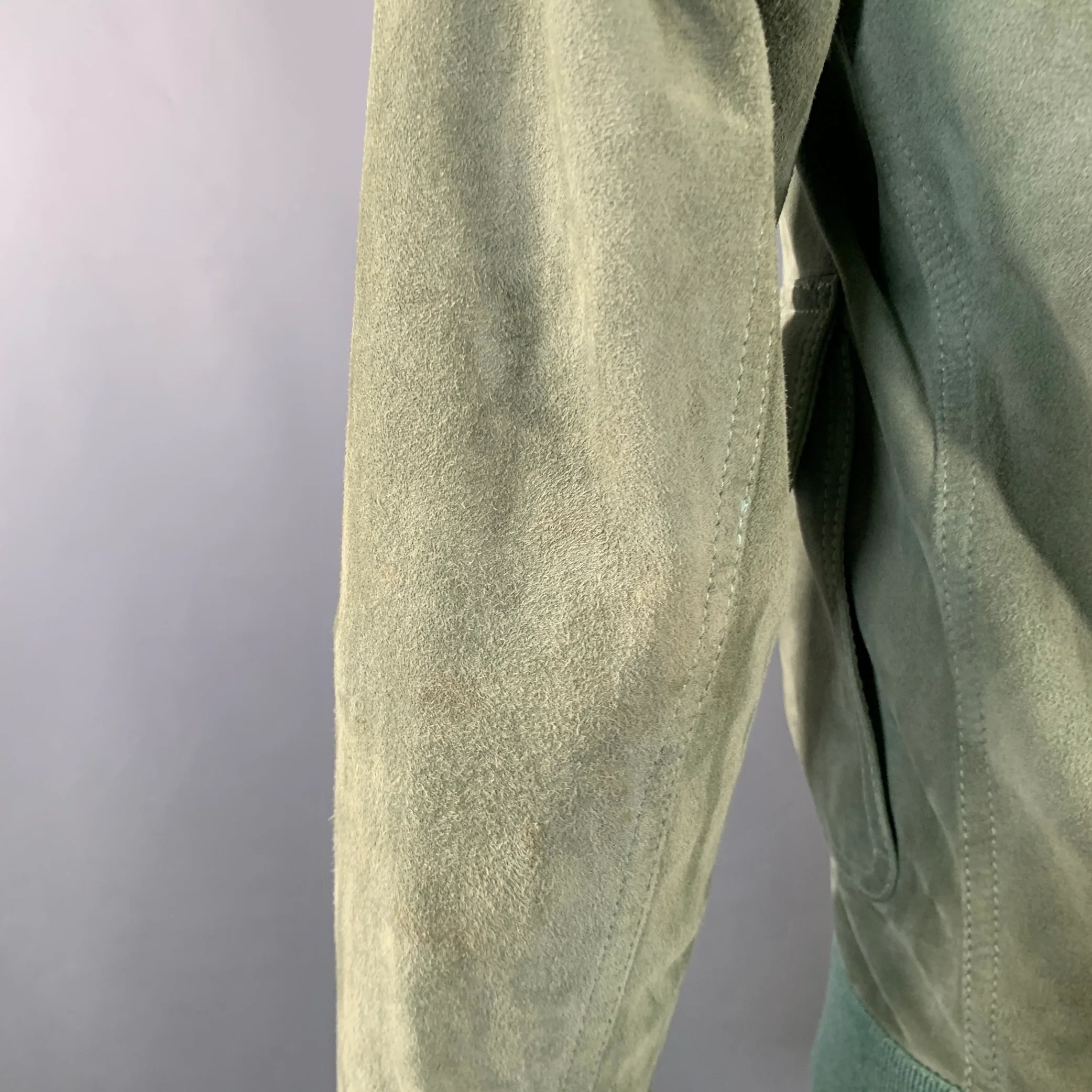 VALSTAR Size S Valstarino Sage Green Goat Suede Blouson Jacket - Image 6