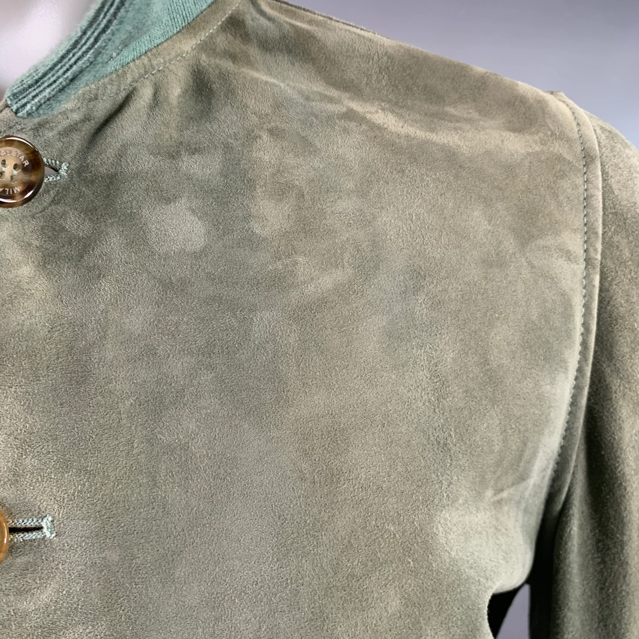 VALSTAR Size S Valstarino Sage Green Goat Suede Blouson Jacket - Image 8