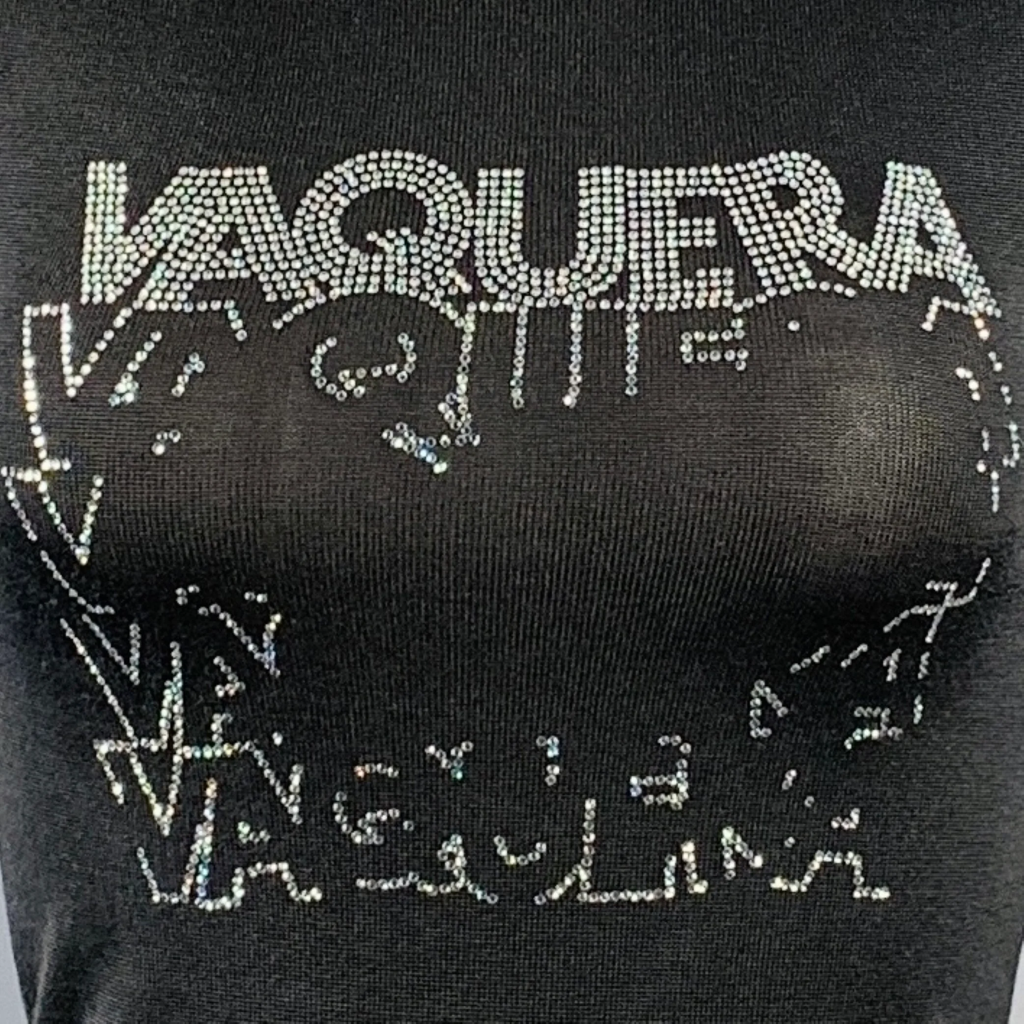 VAQUERA Size M Grey Charcoal Cotton Blend Jersey Logo Embellishment Fitted T-Shirt - Image 2
