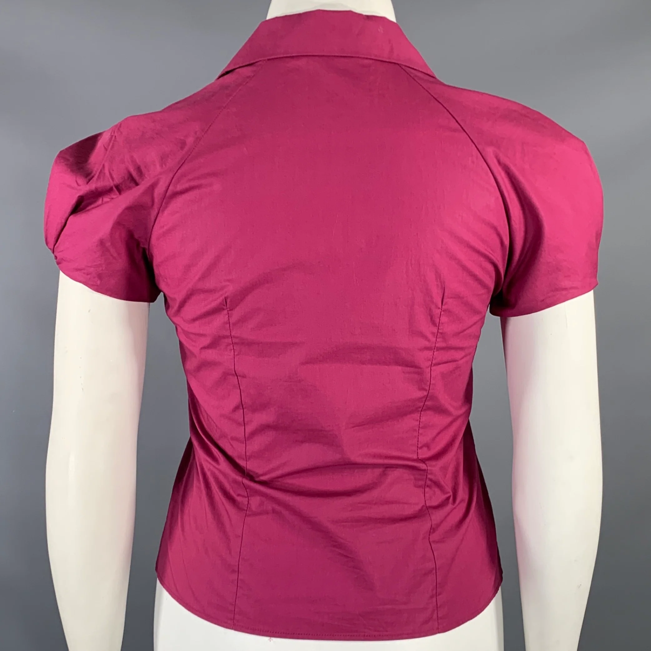 VELITA Size L Pink Fuchsia Hidden Buttons Blouse - Image 3