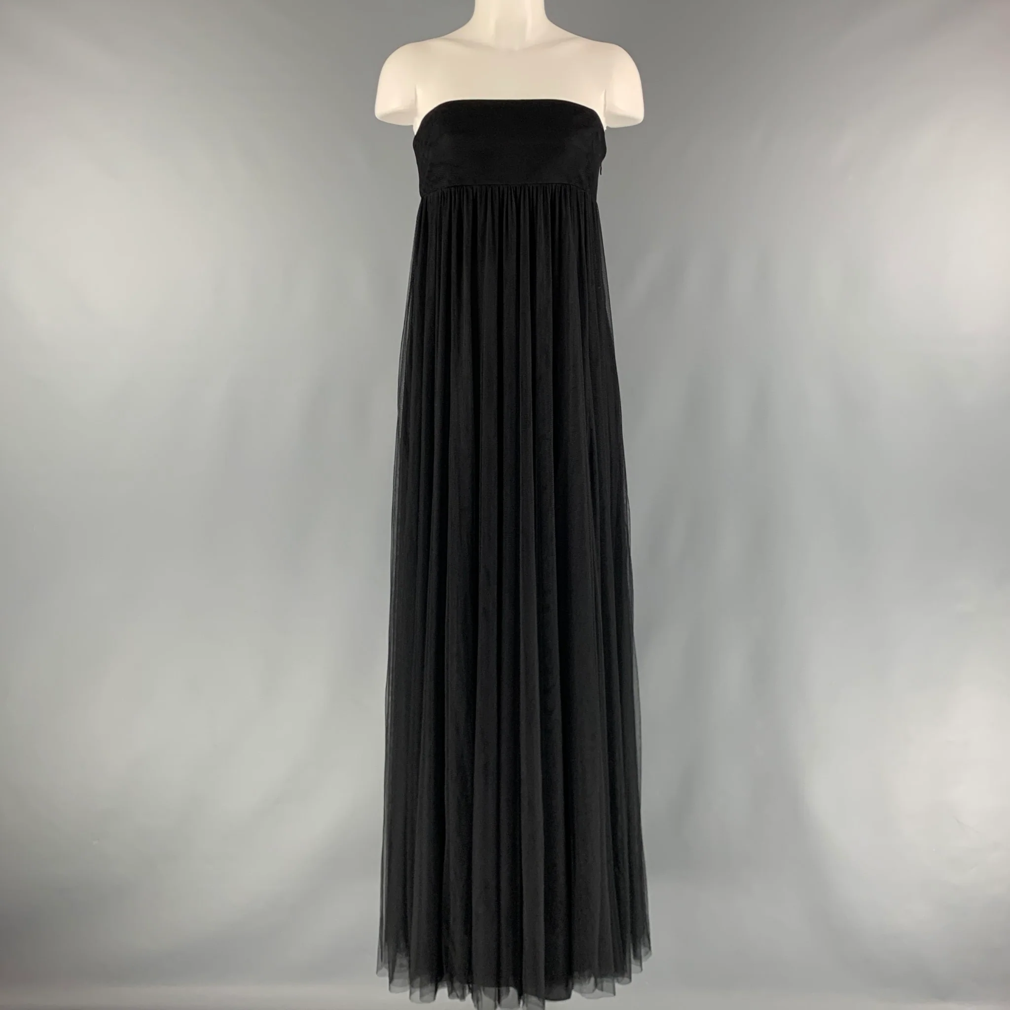 VERA WANG Size 6 Black Polyester See Through Strapless Dress