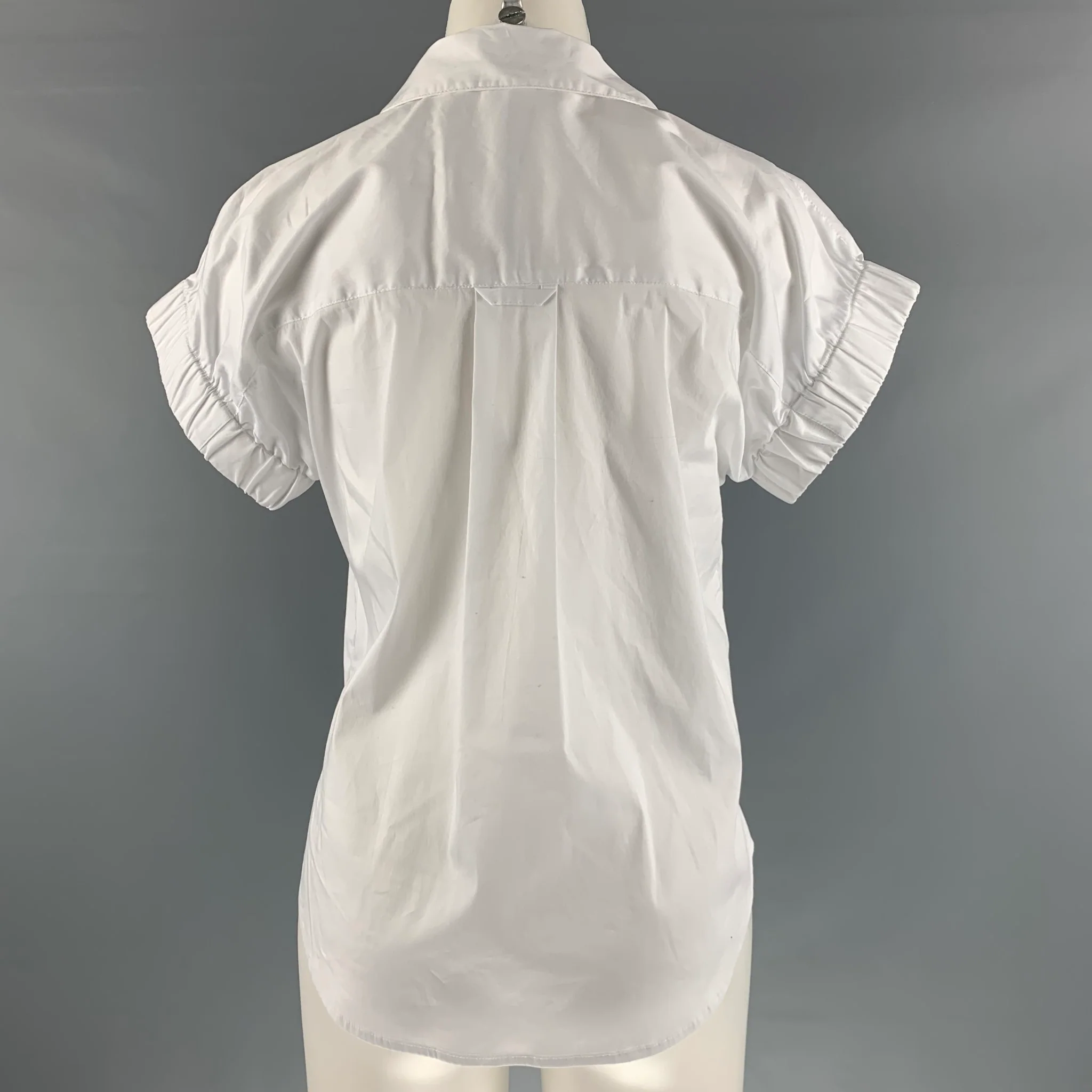VERONICA BEARD Size 2 White Cotton Blend Short Sleeve Casual Top - Image 3