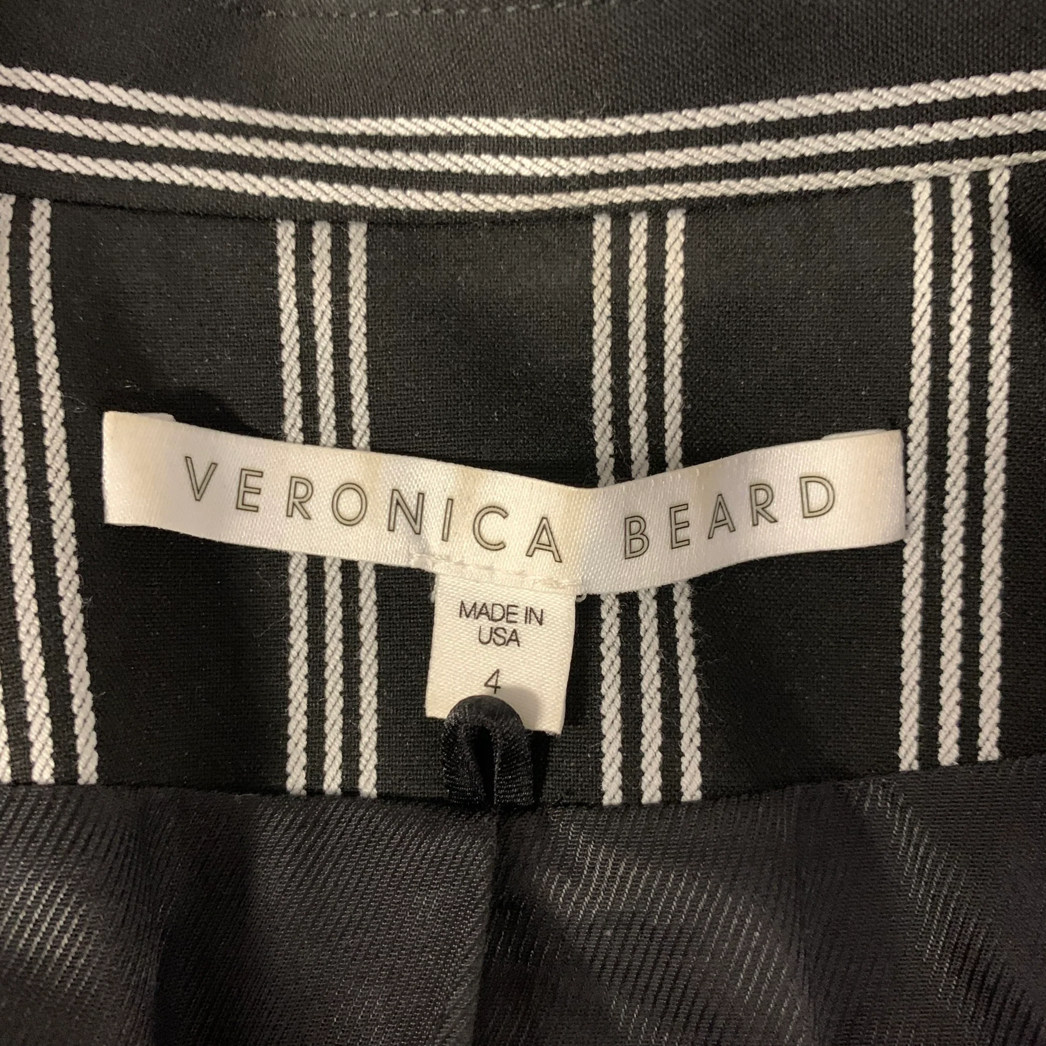 VERONICA BEARD Size 4 Black White Striped Polyester Viscose Blazer - Image 6