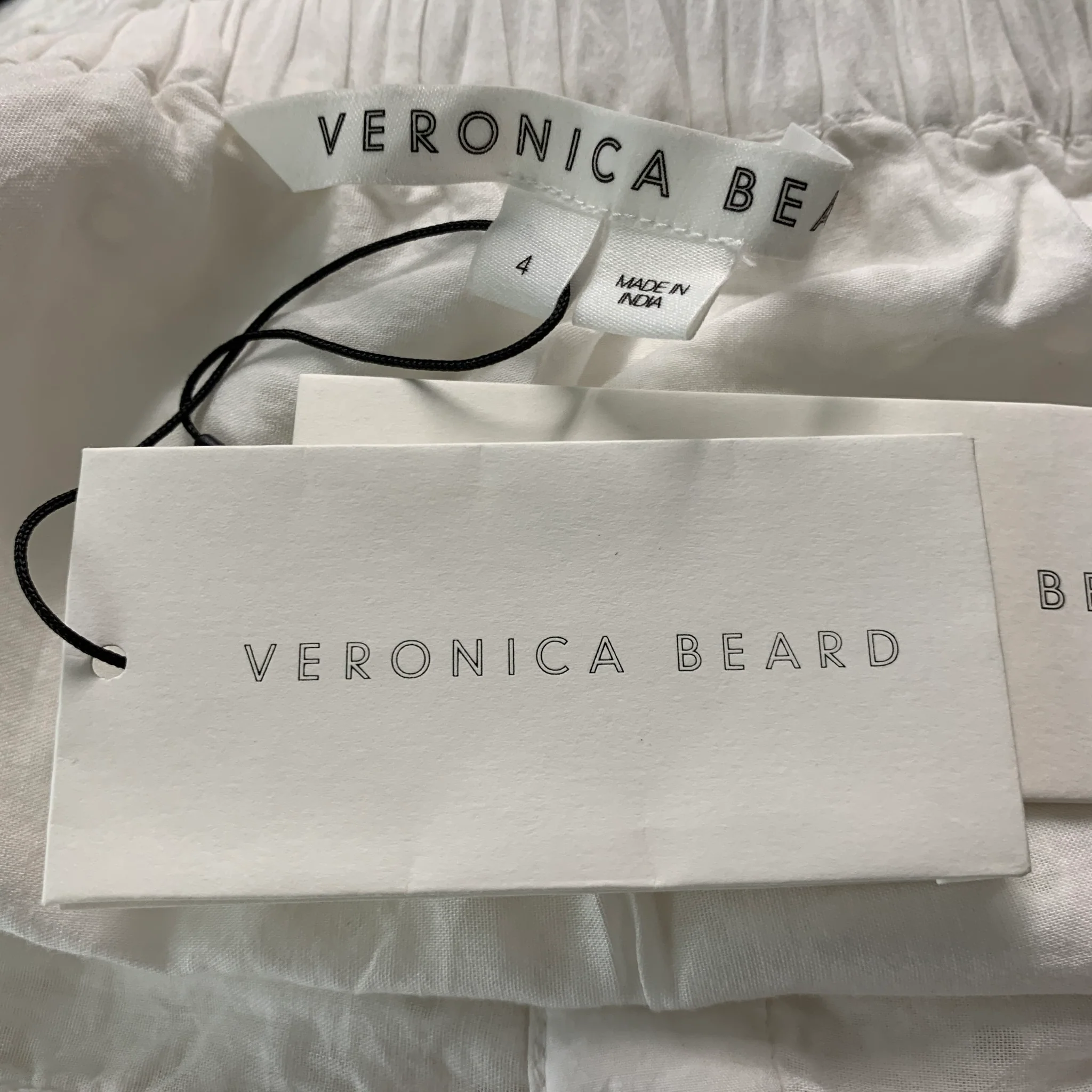 VERONICA BEARD Size 4 White Cotton Eyelet Short Sleeve Long Dress - Image 5