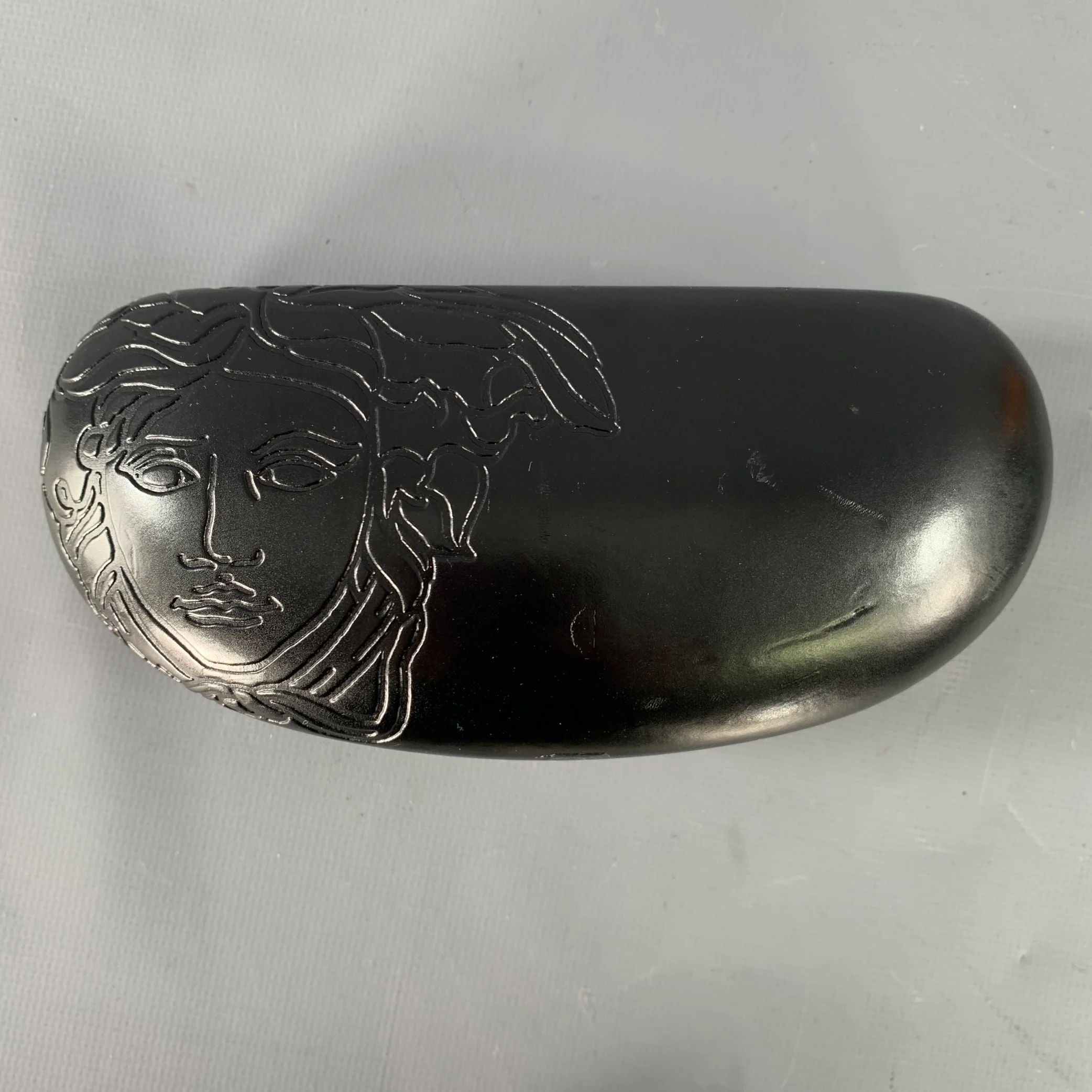 VERSACE Black Acetate Wrap Around Rectangle Sunglasses - Image 8