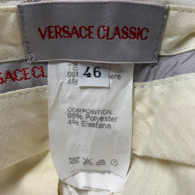VERSACE CLASSIC Size 30 Beige Solid Polyester Elastane Pleated Dress Pants - Image 3