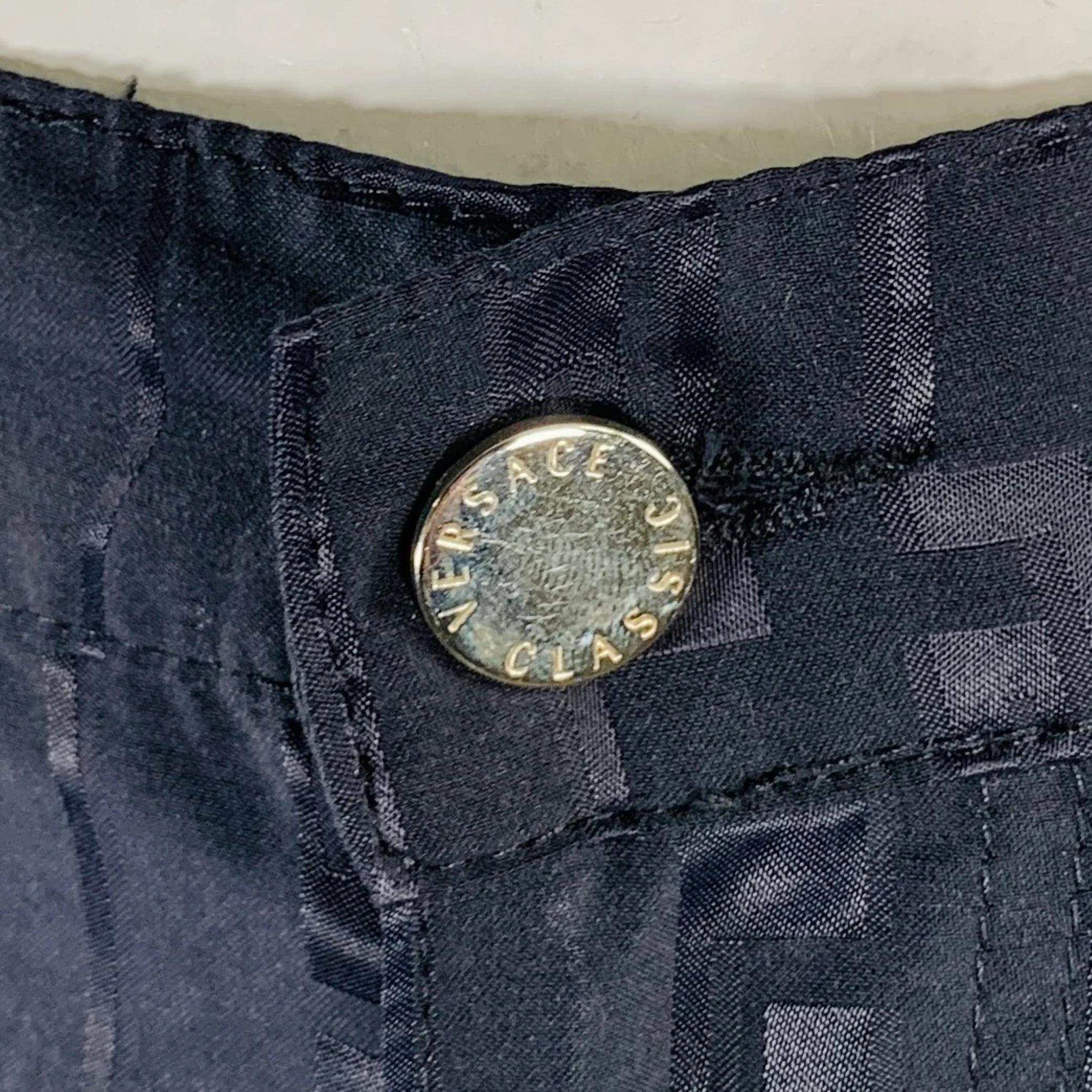 VERSACE CLASSIC Size 38 Black Jacquard Cotton Blend Jean Cut Casual Pants - Image 3