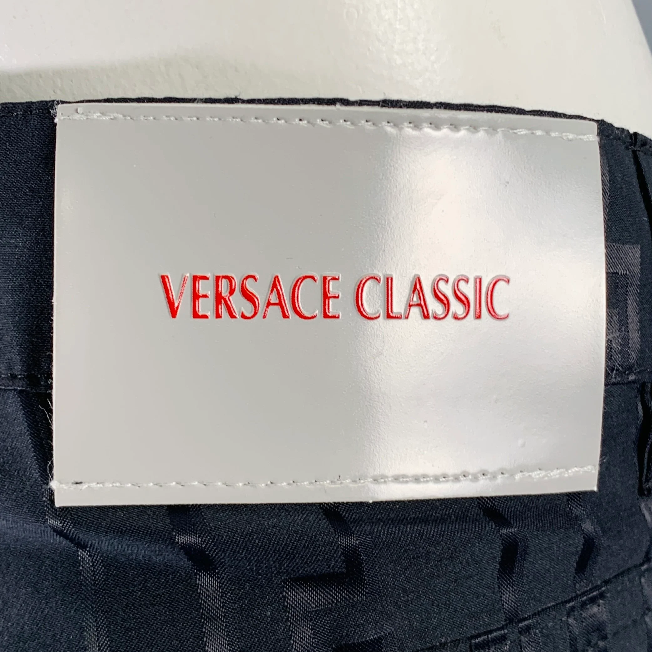 VERSACE CLASSIC Size 38 Black Jacquard Cotton Blend Jean Cut Casual Pants - Image 5
