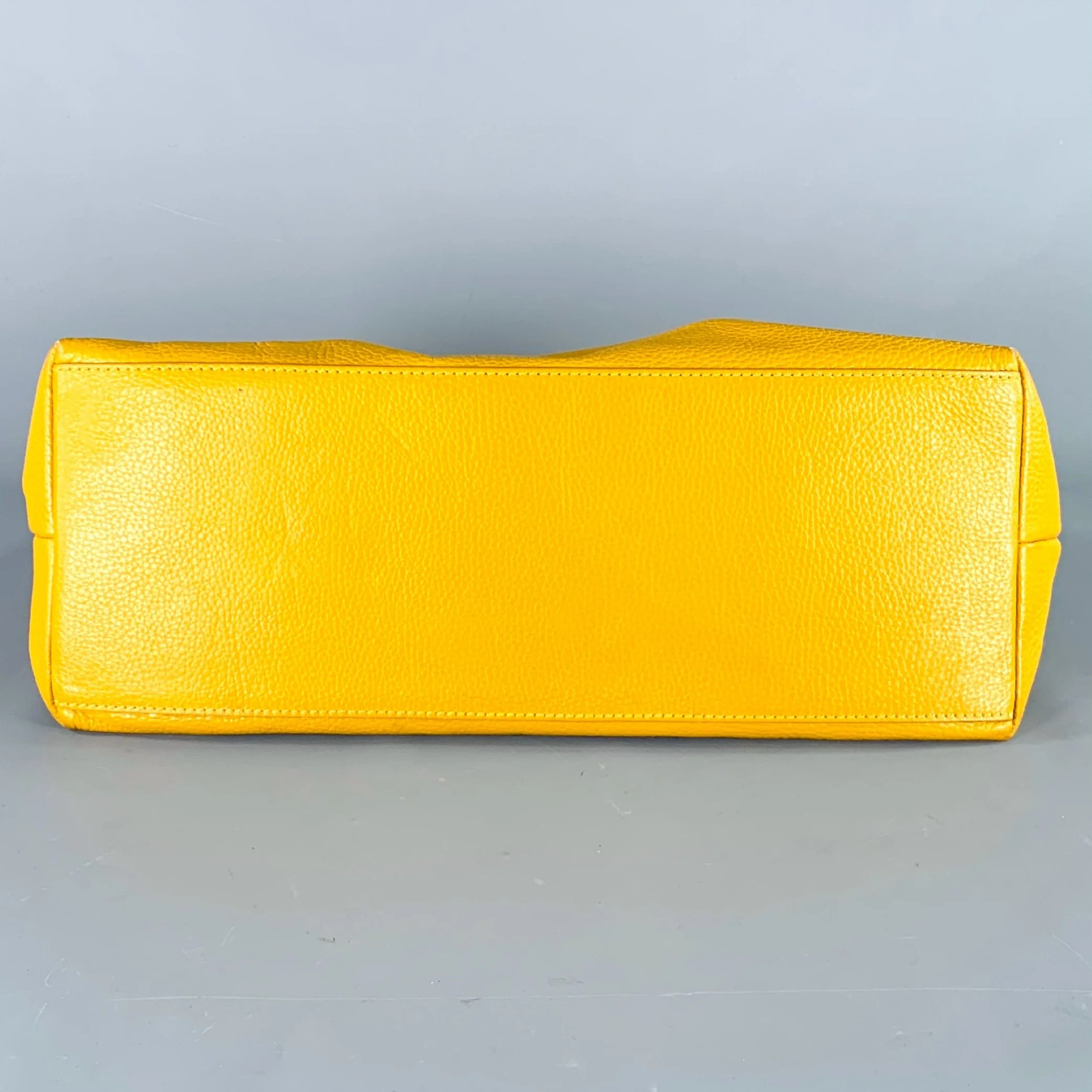 VERSACE COLLECTION Mustard Yellow Pebble Grain Leather Shoulder Bag - Image 10