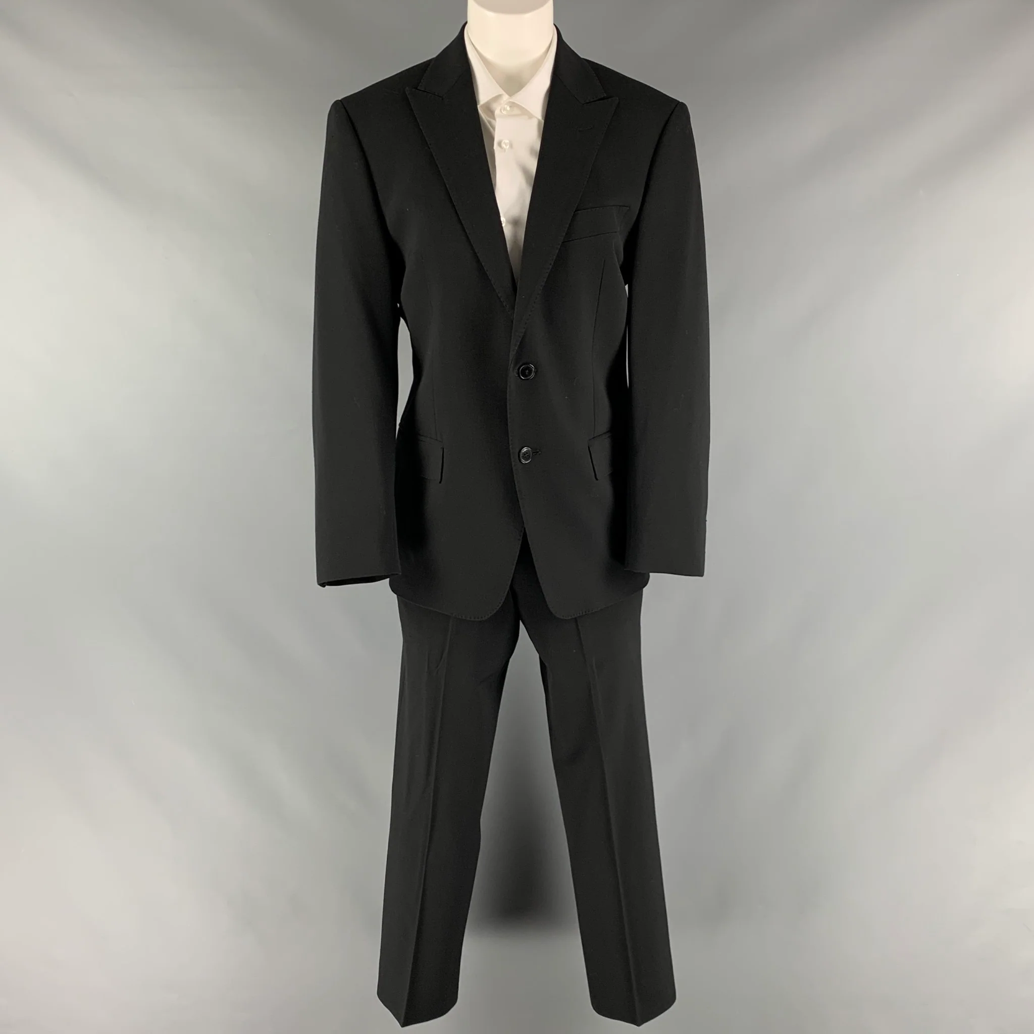 VERSACE COLLECTION Size 38 Black Wool Blend Single Breasted Suit - Image 2