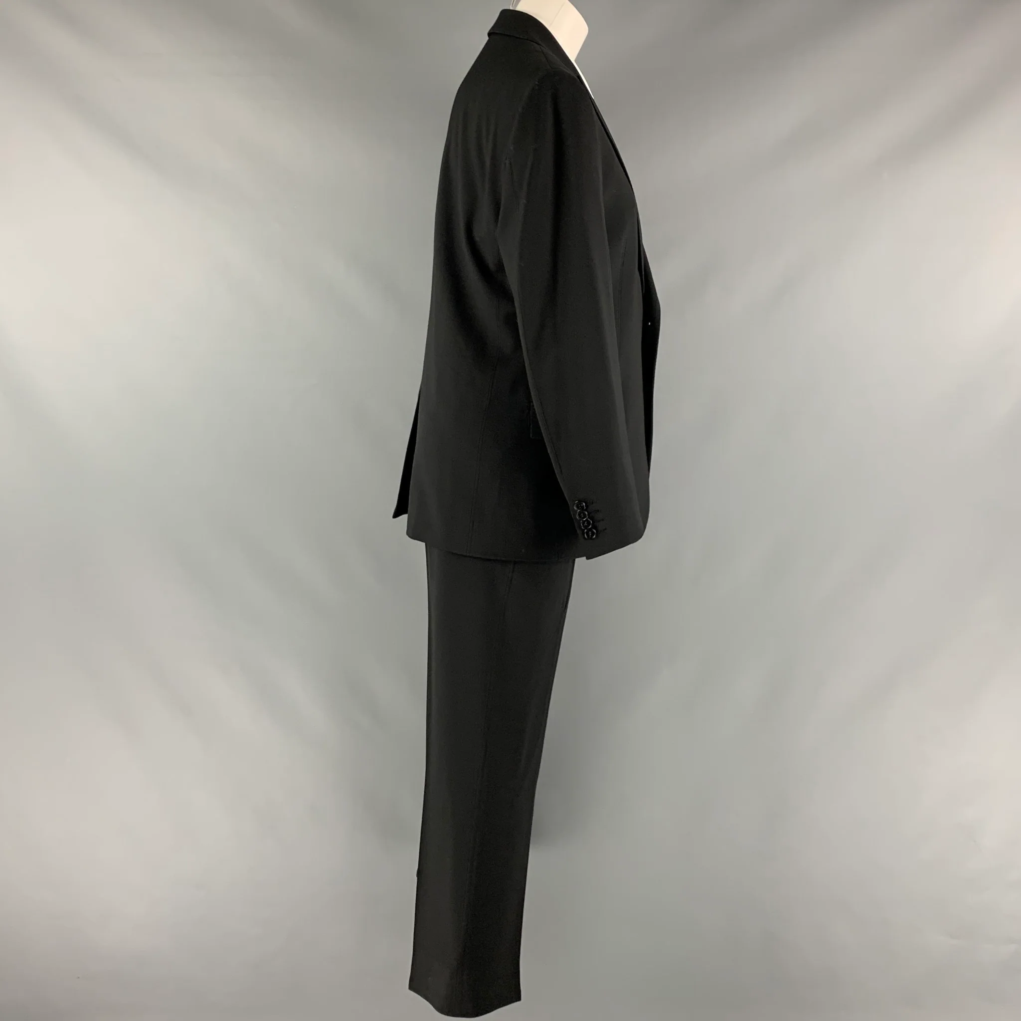 VERSACE COLLECTION Size 38 Black Wool Blend Single Breasted Suit - Image 3