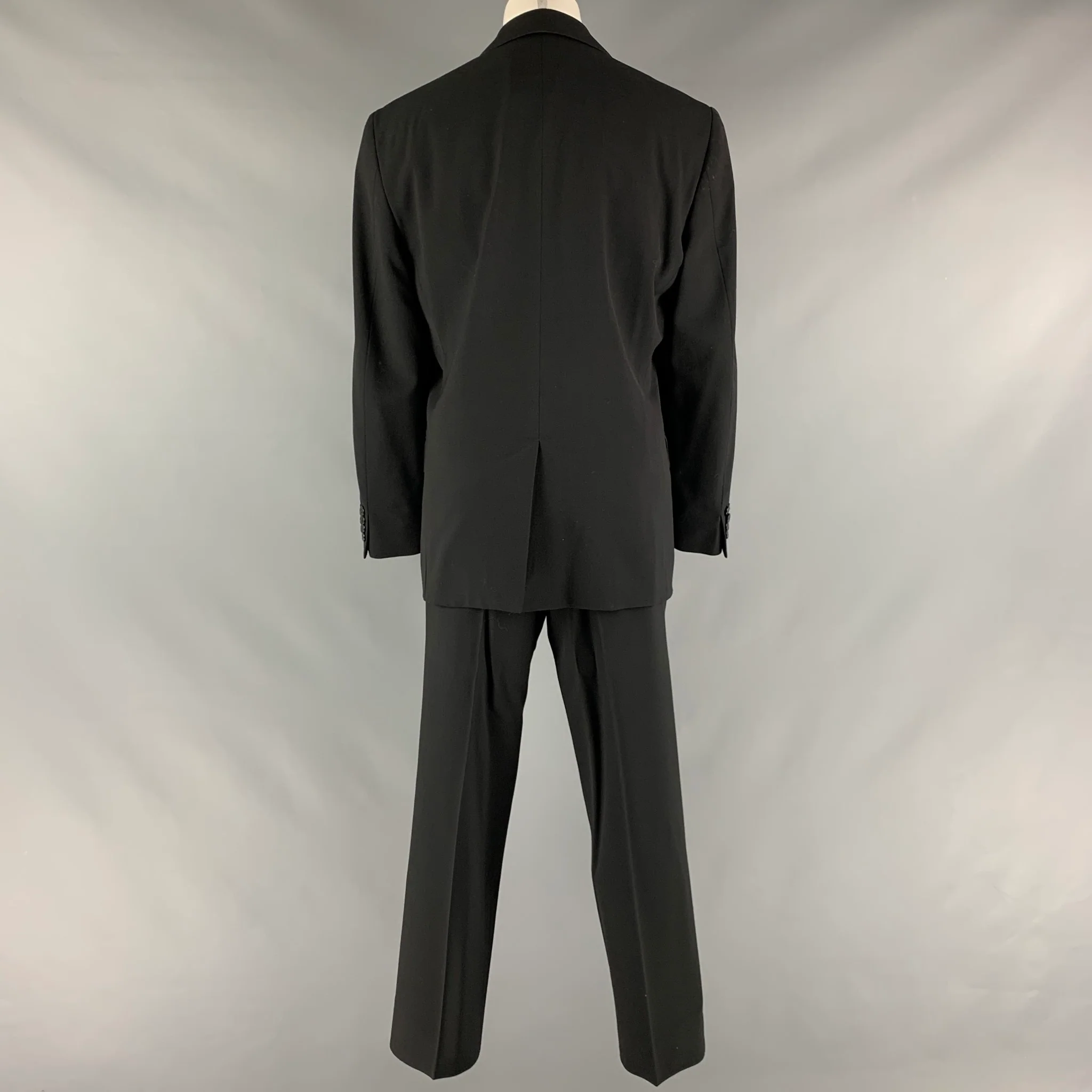 VERSACE COLLECTION Size 38 Black Wool Blend Single Breasted Suit - Image 4