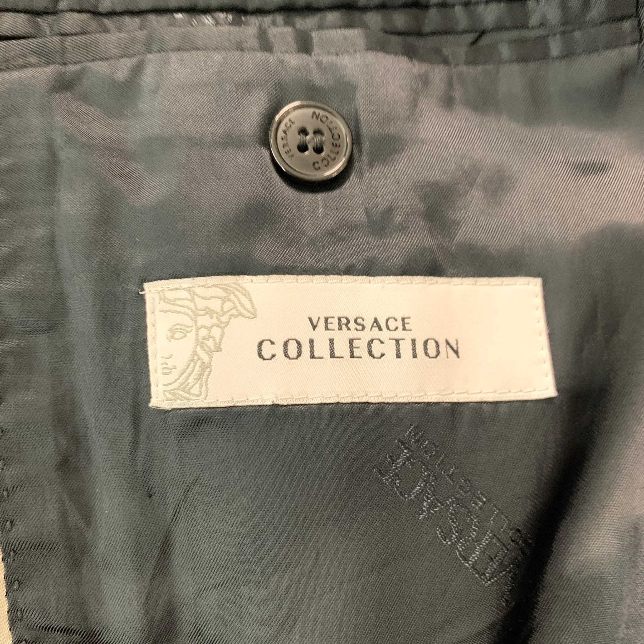 VERSACE COLLECTION Size 38 Black Wool Blend Single Breasted Suit - Image 7