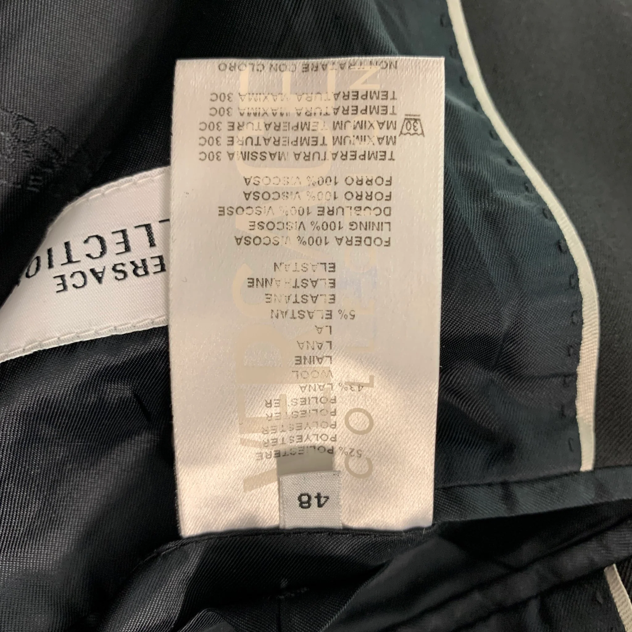 VERSACE COLLECTION Size 38 Black Wool Blend Single Breasted Suit - Image 8