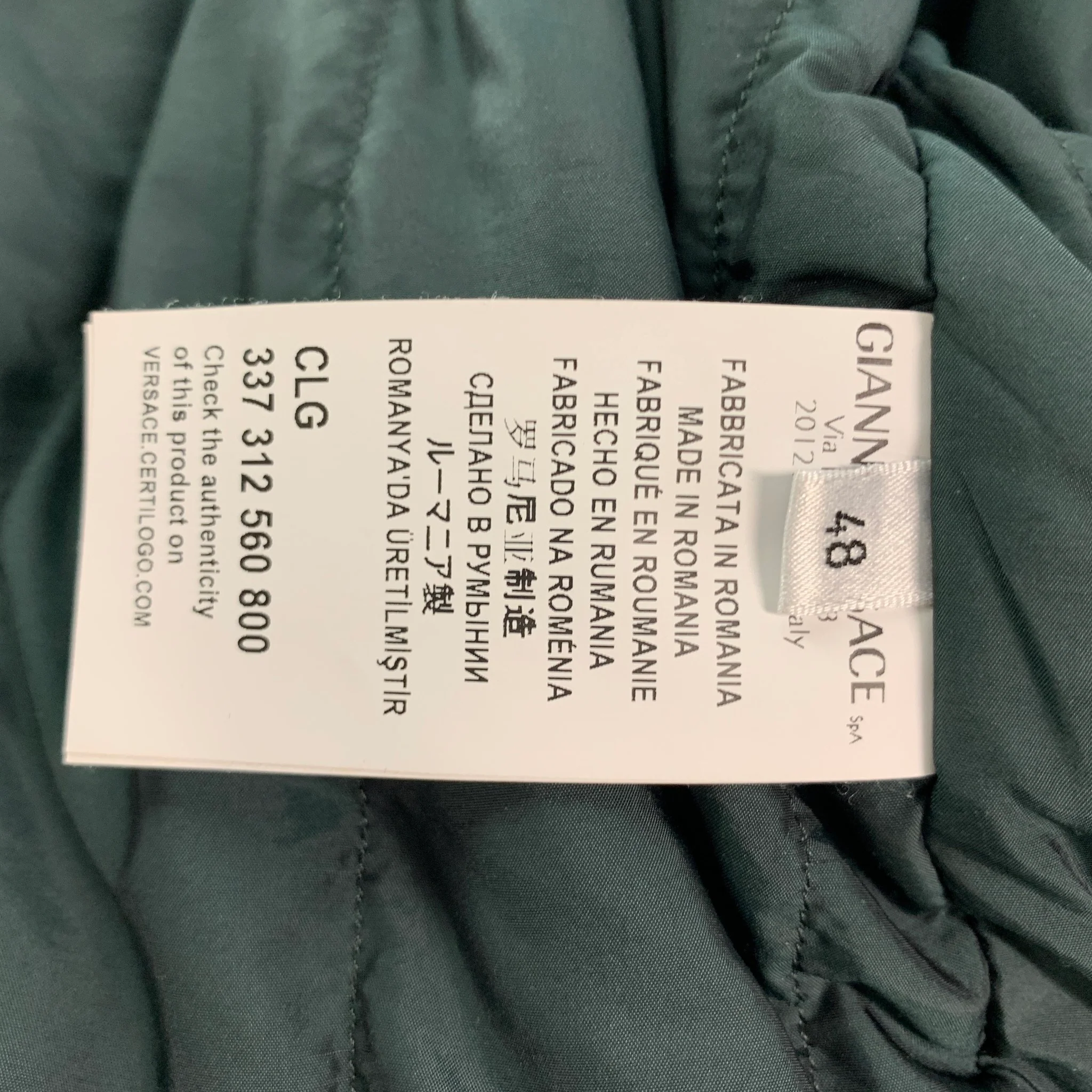 VERSACE COLLECTION Size 38 Green Wool Blend Belted Jacket - Image 4
