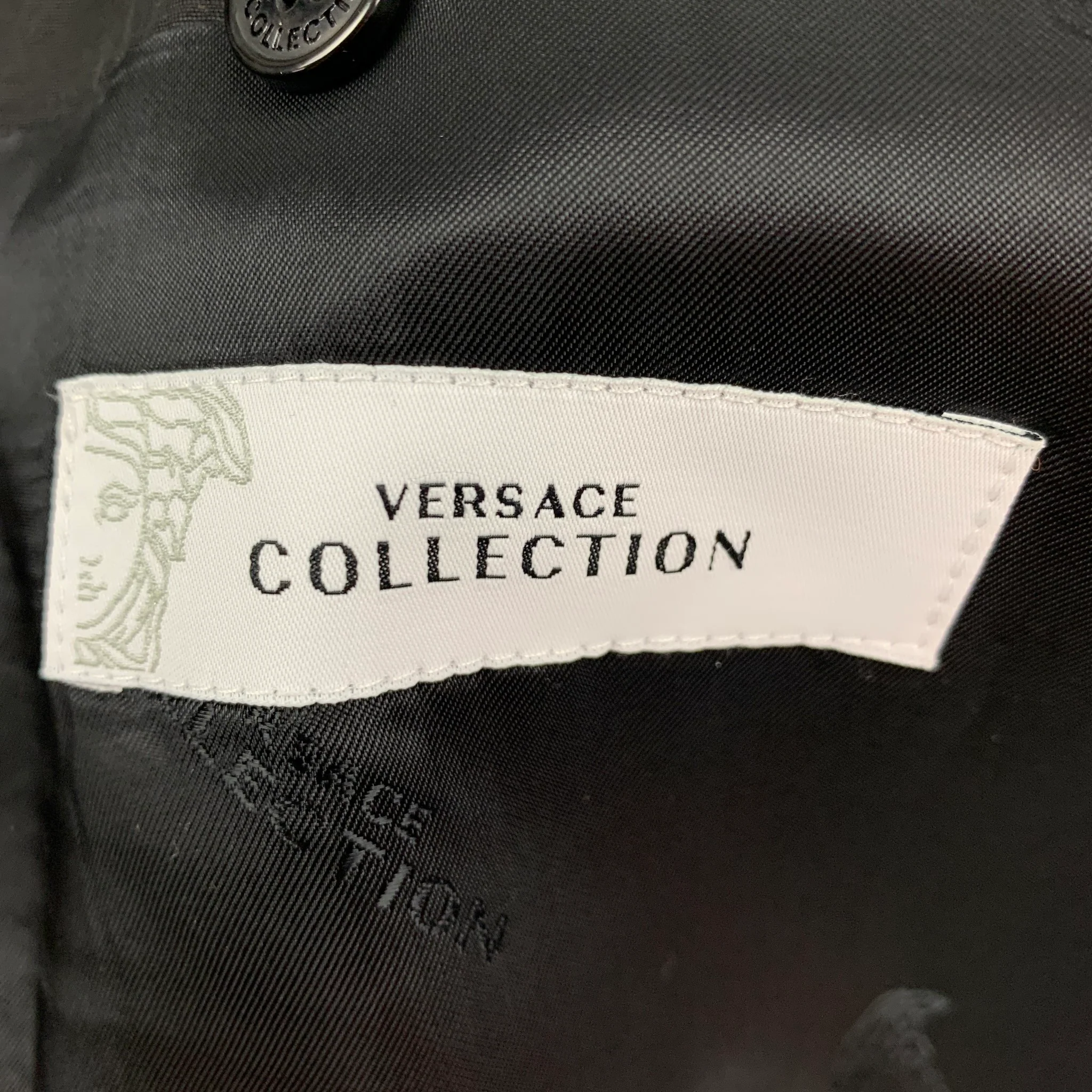 VERSACE COLLECTION Size 42 Black Wool Blend Tuxedo Sport Coat - Image 5