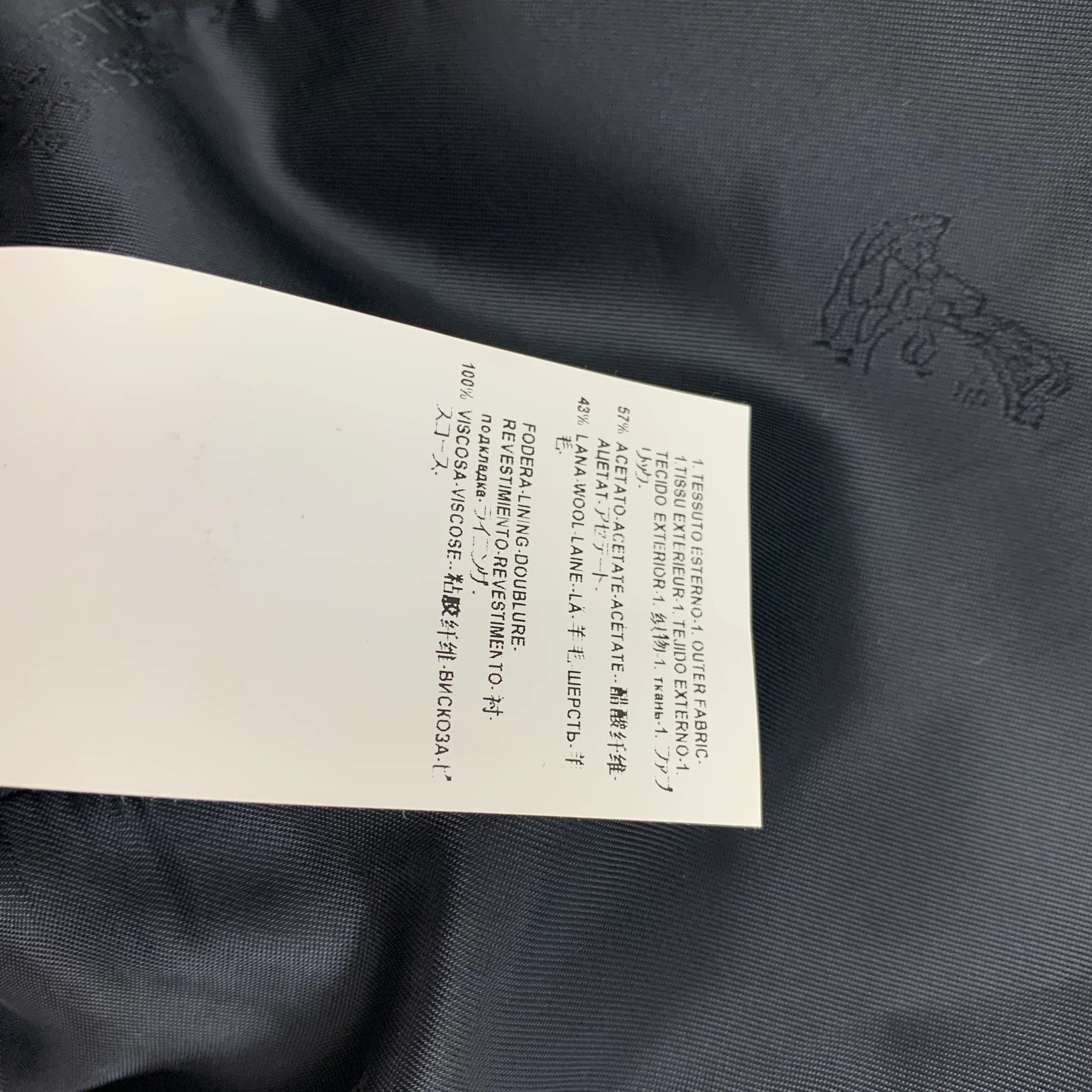 VERSACE COLLECTION Size 44 Black Navy Floral Acetate Wool Sport Coat - Image 7