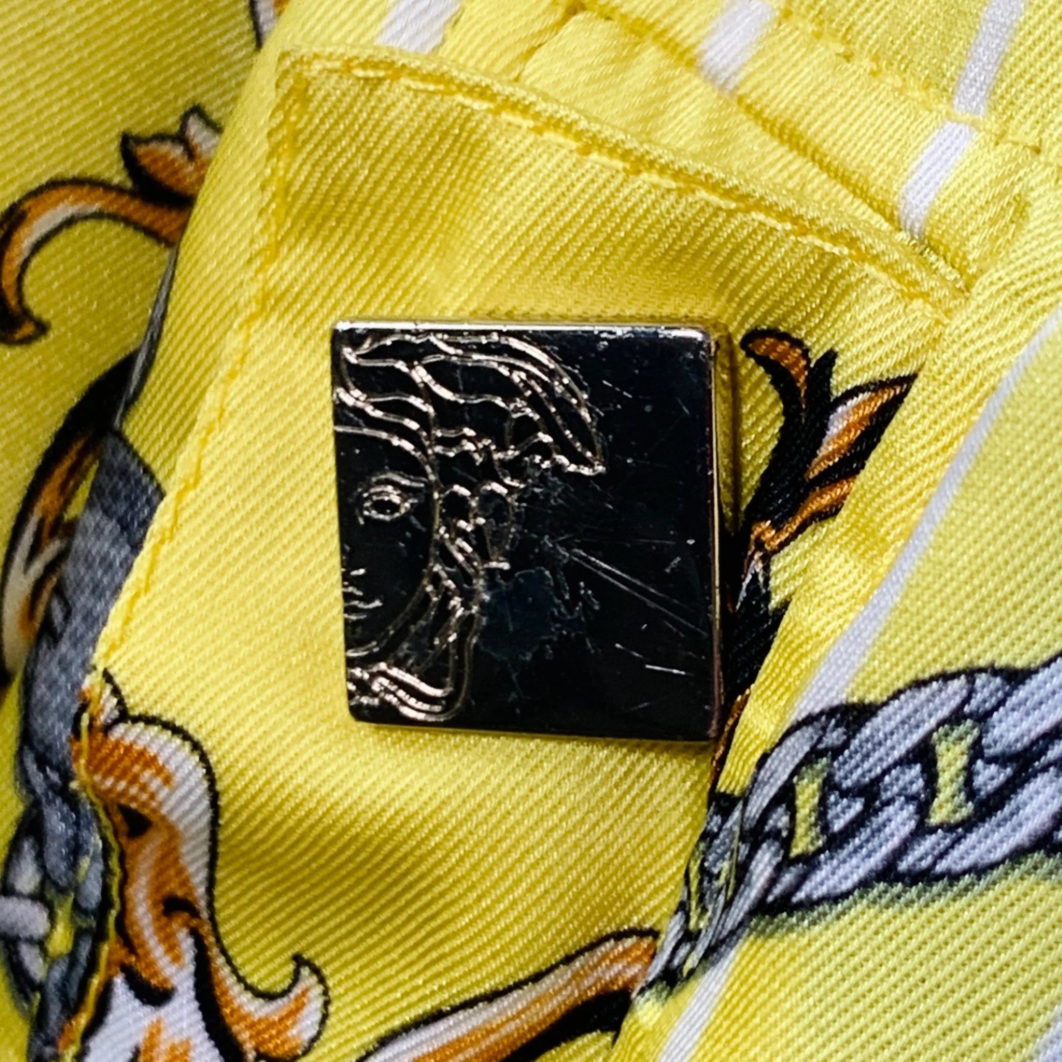 VERSACE COLLECTION Size M Yellow Black Chain Polyester Bomber Jacket - Image 4