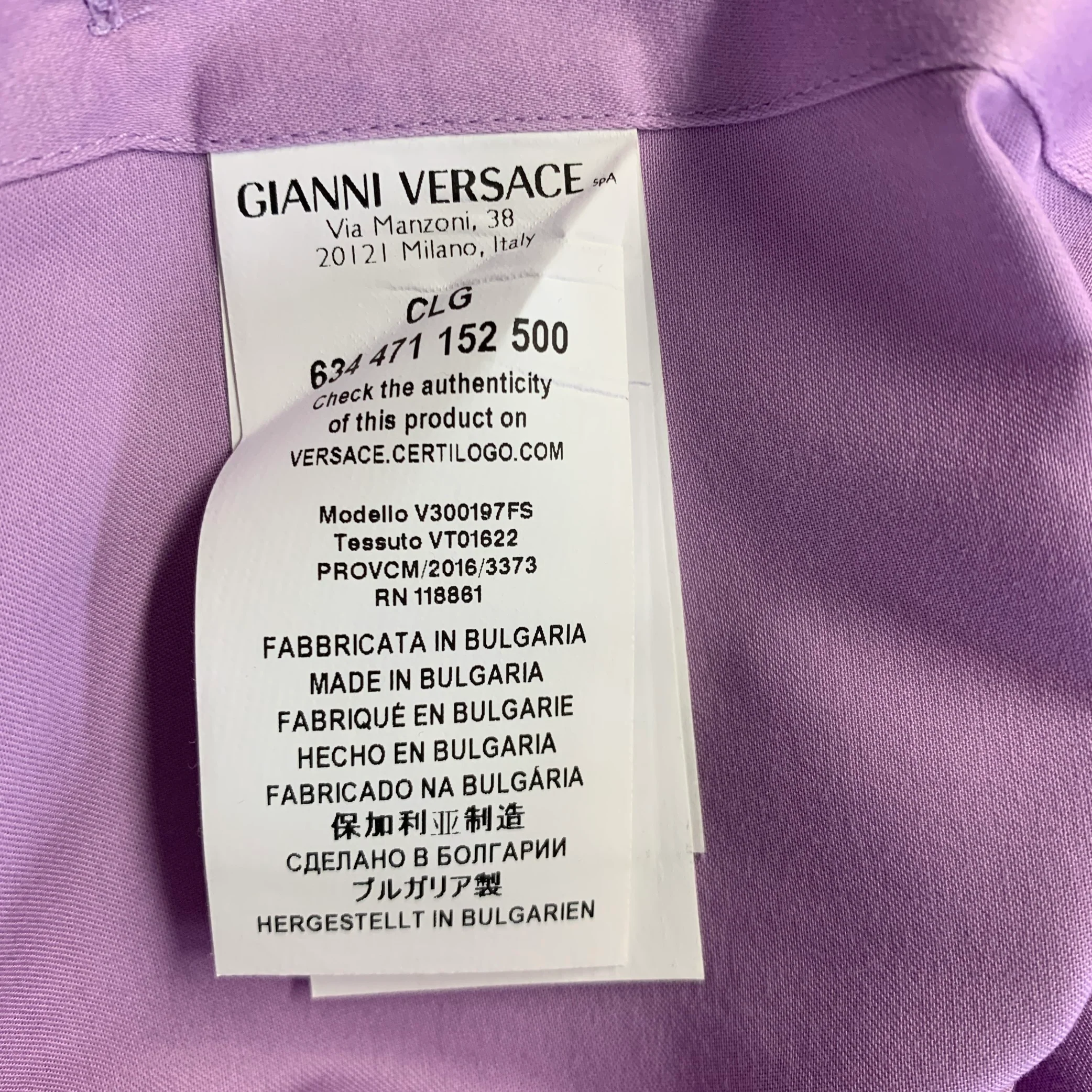 VERSACE COLLECTION Size S Purple Cotton Long Sleeve Shirt - Image 6