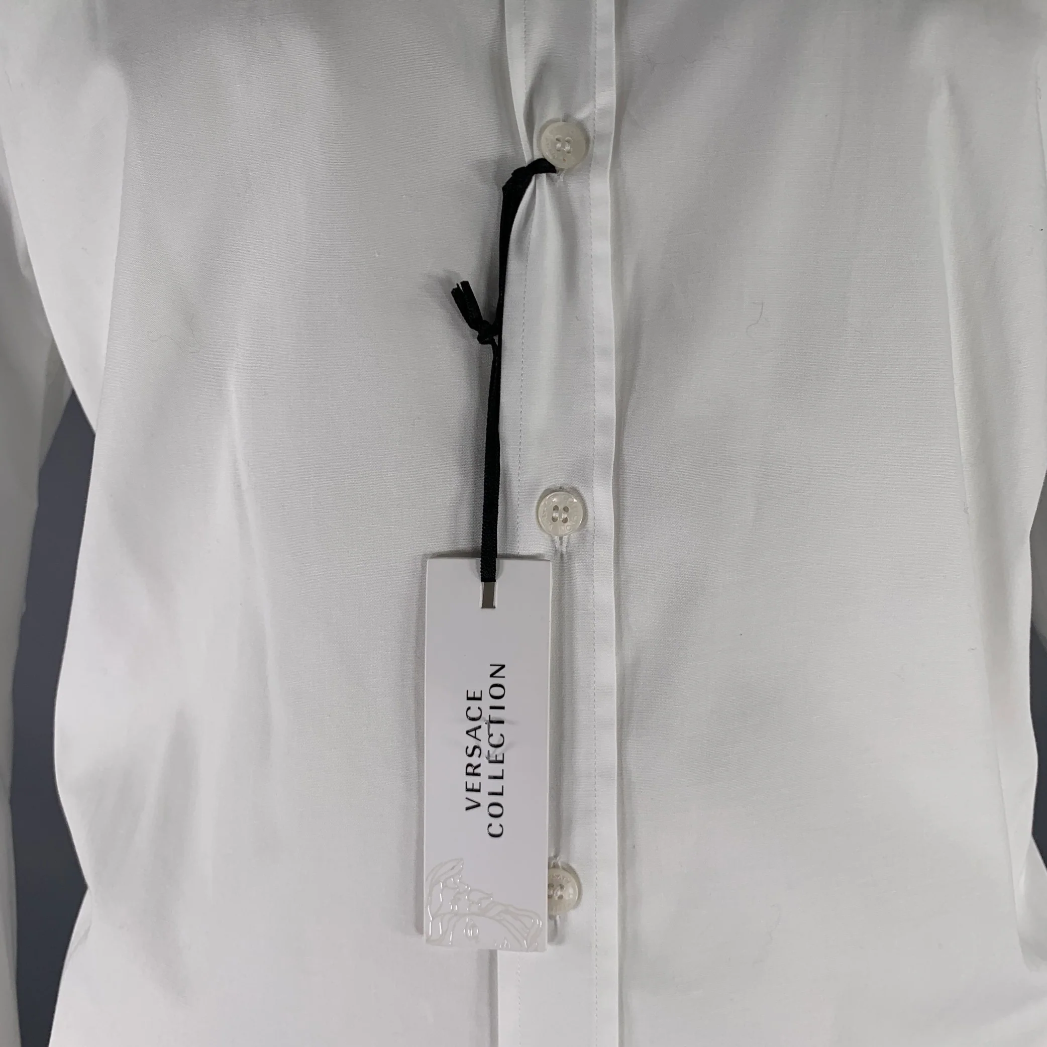 VERSACE COLLECTION Size XL White Cotton Blend Long Sleeve Shirt - Image 2