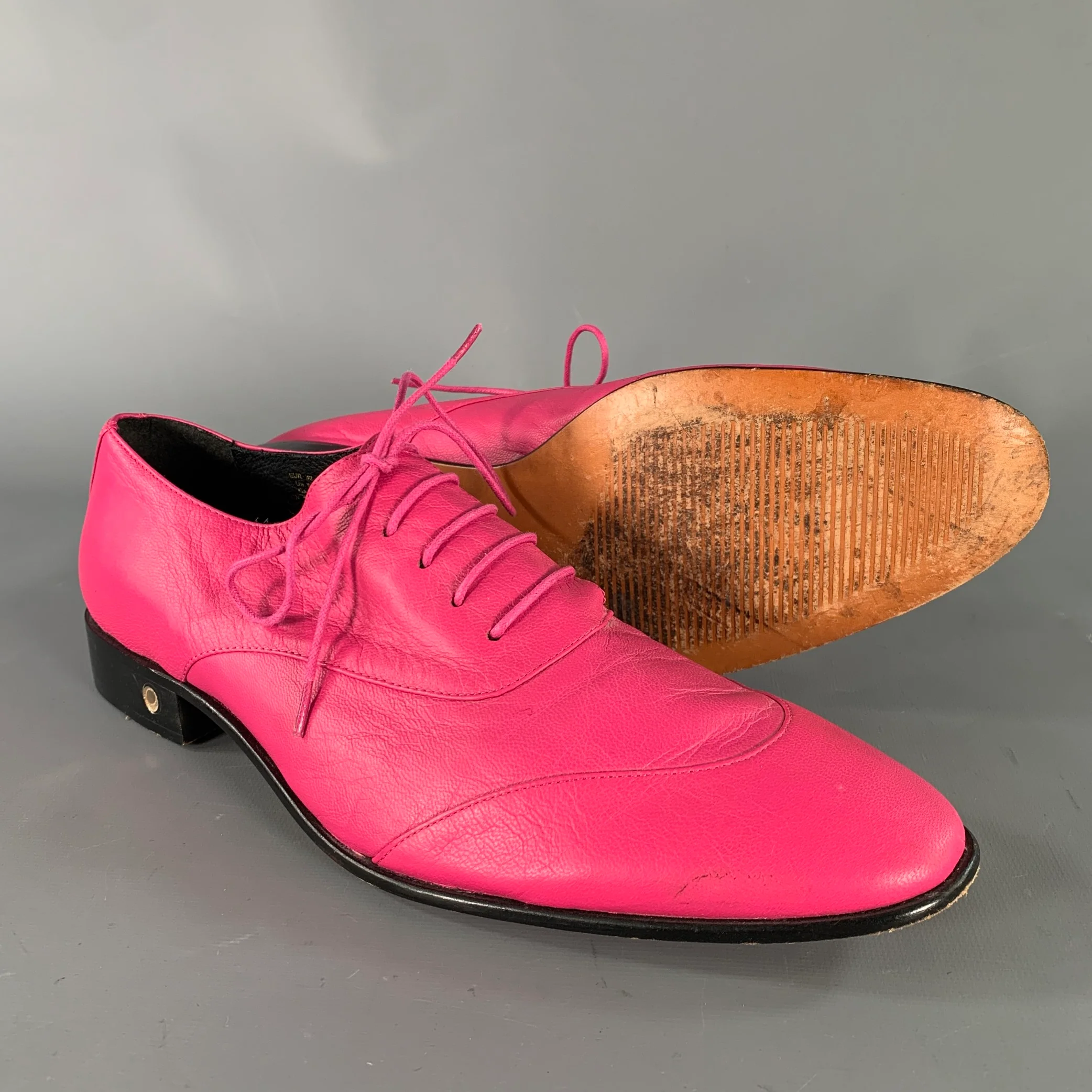 VERSACE for H&M Size 9 Pink Leather Lace Up Shoes - Image 5