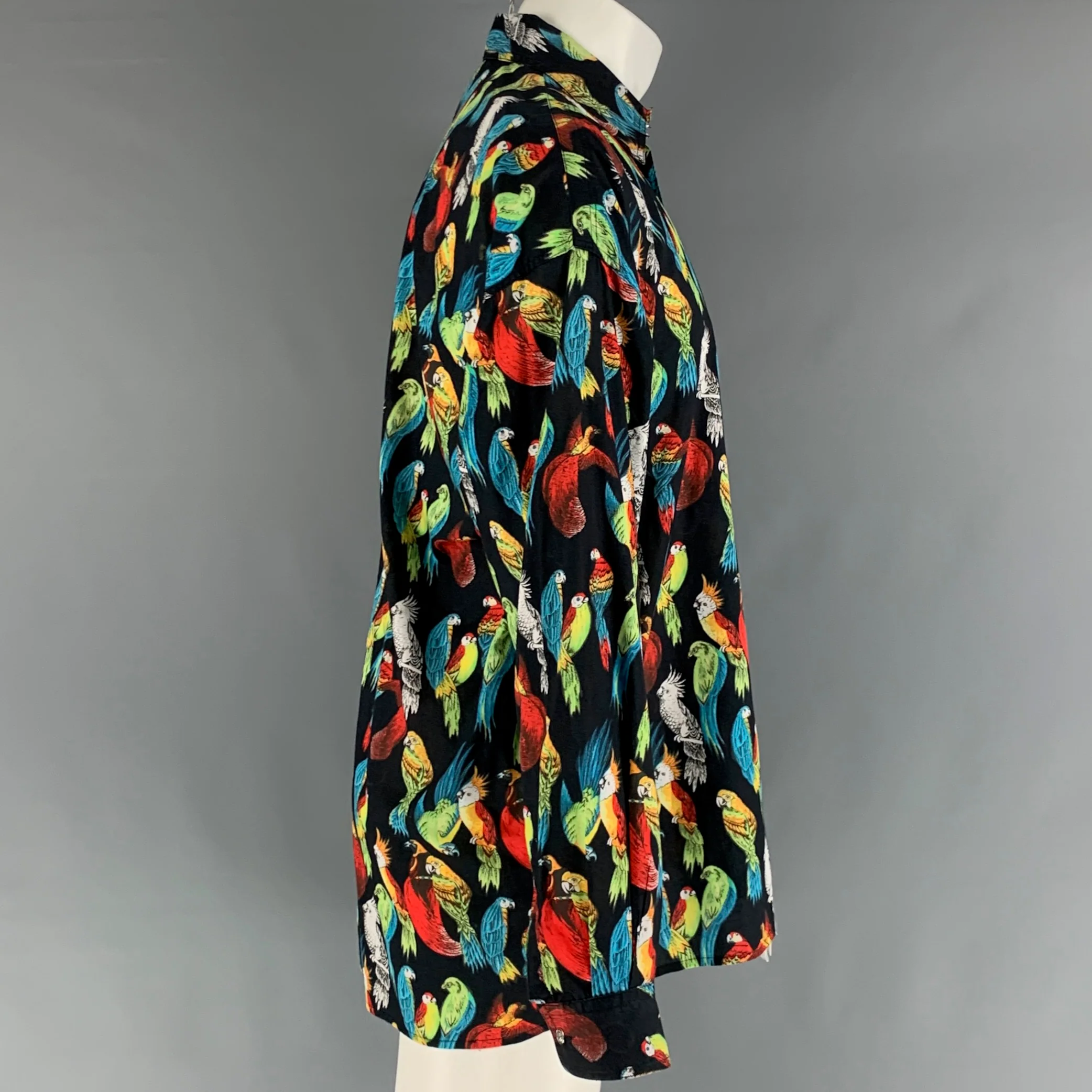 VERSACE JEANS COUTURE Size M Black Multi-Color Paradise Long Sleeve Shirt - Image 4