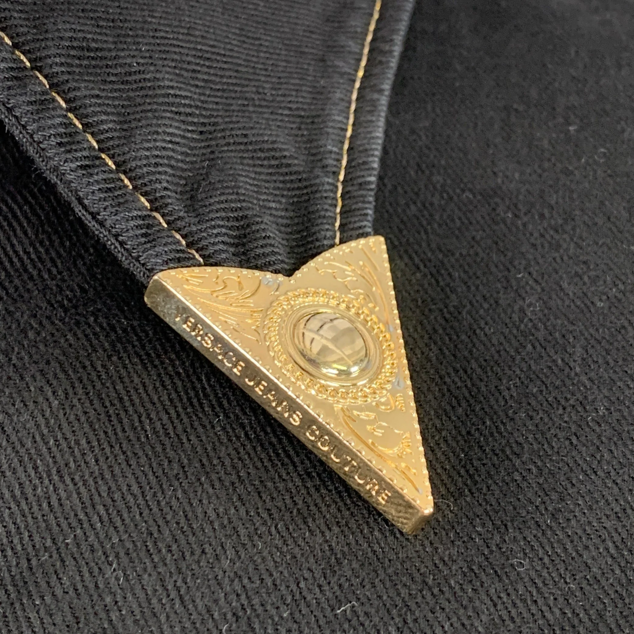 VERSACE JEANS COUTURE Size XL Black Gold Contrast Stitch Snaps Western Long Sleeve Shirt - Image 3