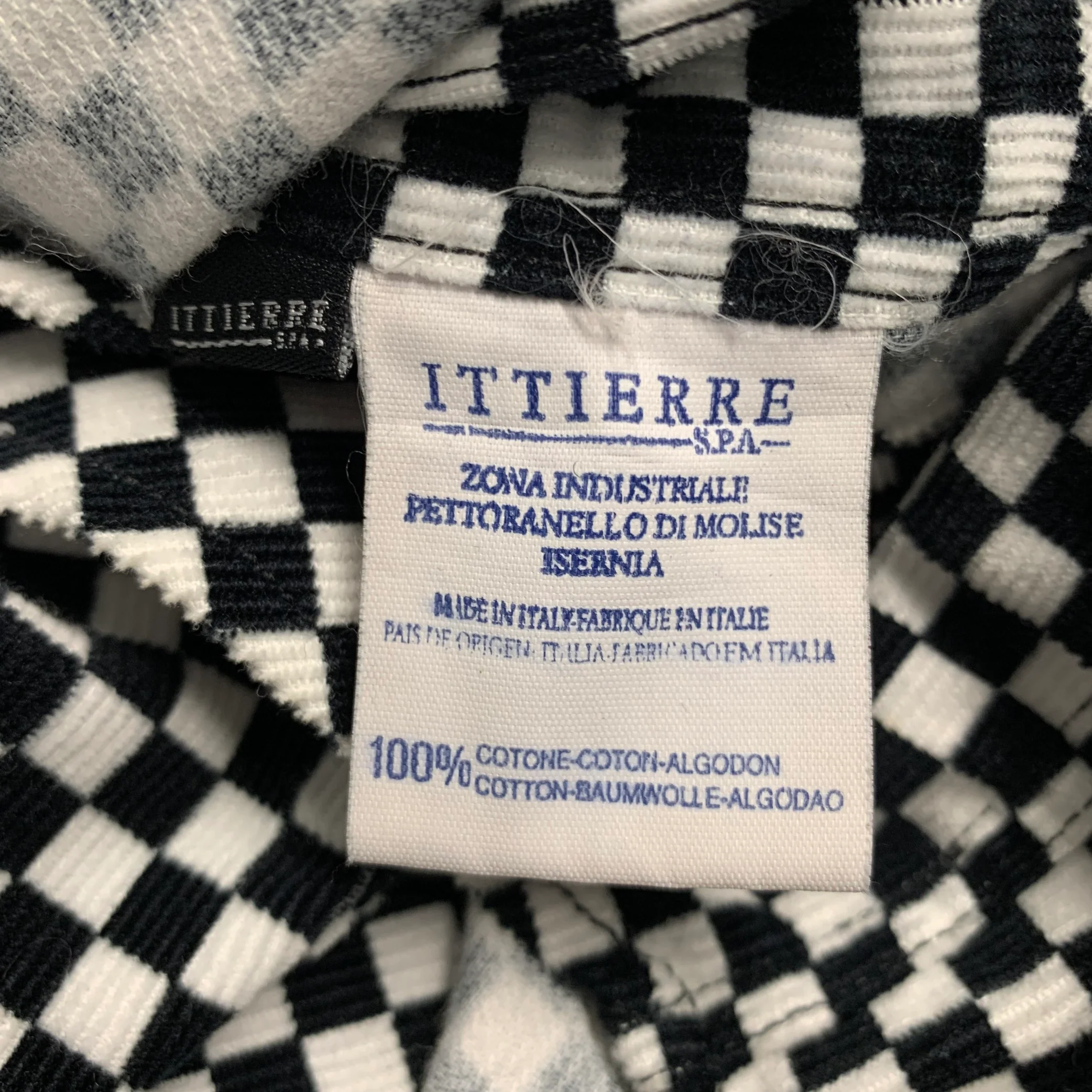 VERSACE JEANS Size S Black White Checkered Cotton Long Sleeve Shirt - Image 6