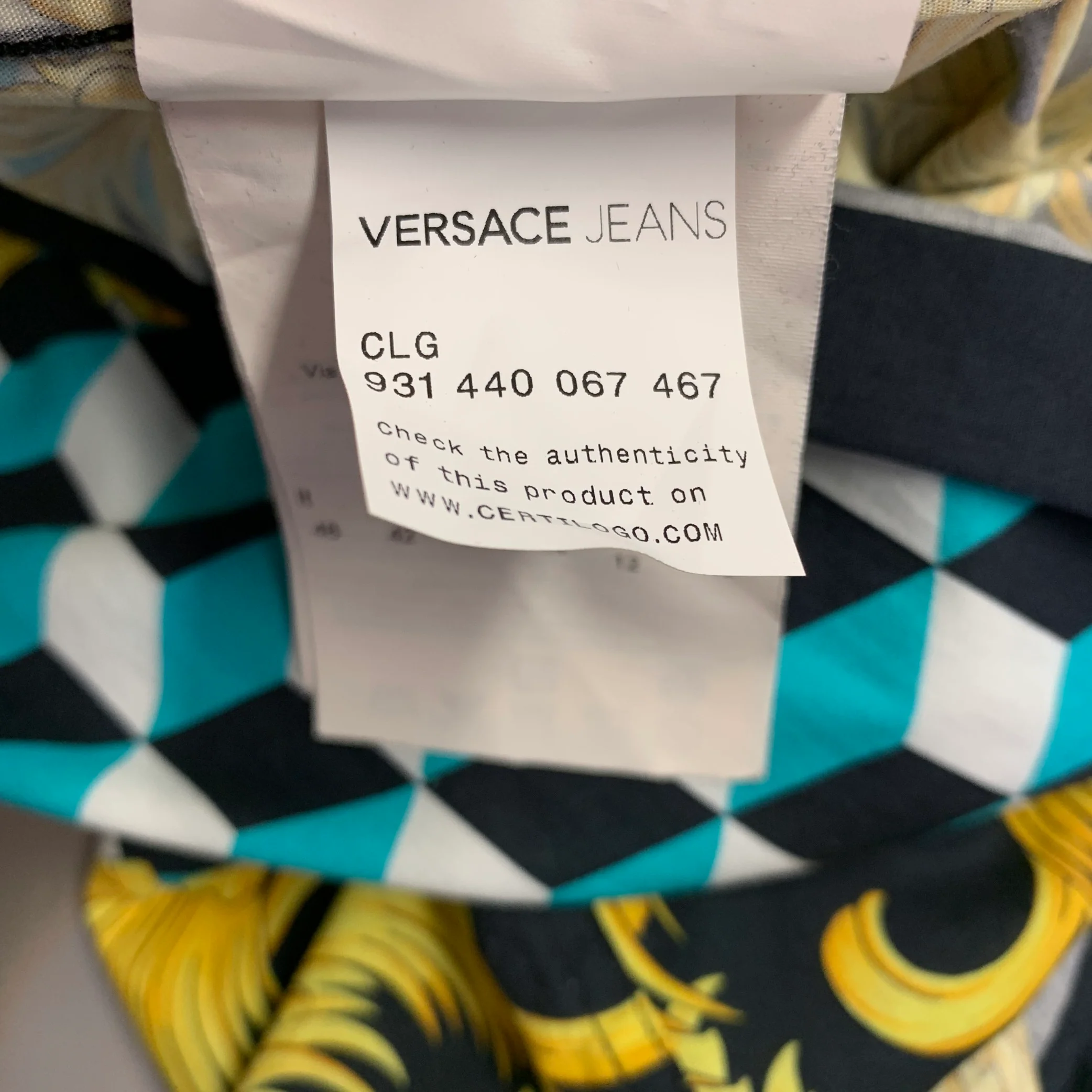 VERSACE JEANS Size S Green Gold Print Cotton Button Up Long Sleeve Shirt - Image 7