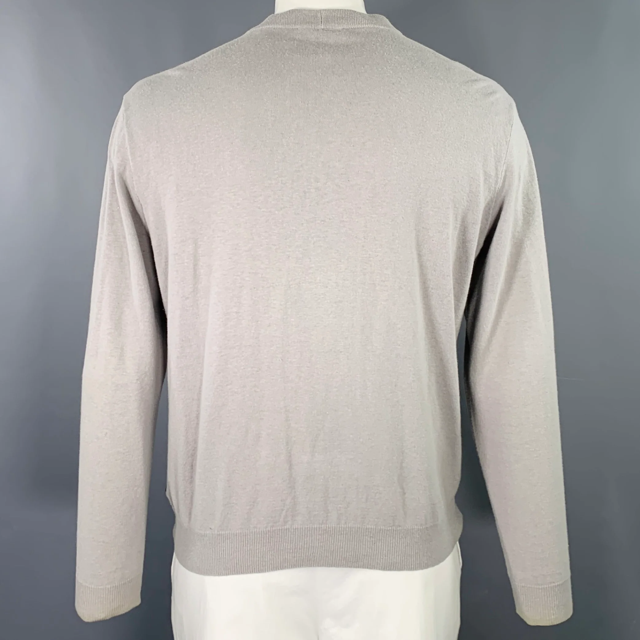 VERSACE JEANS Size XL Grey Black Graffiti Cotton Linen Knit Cardigan - Image 4