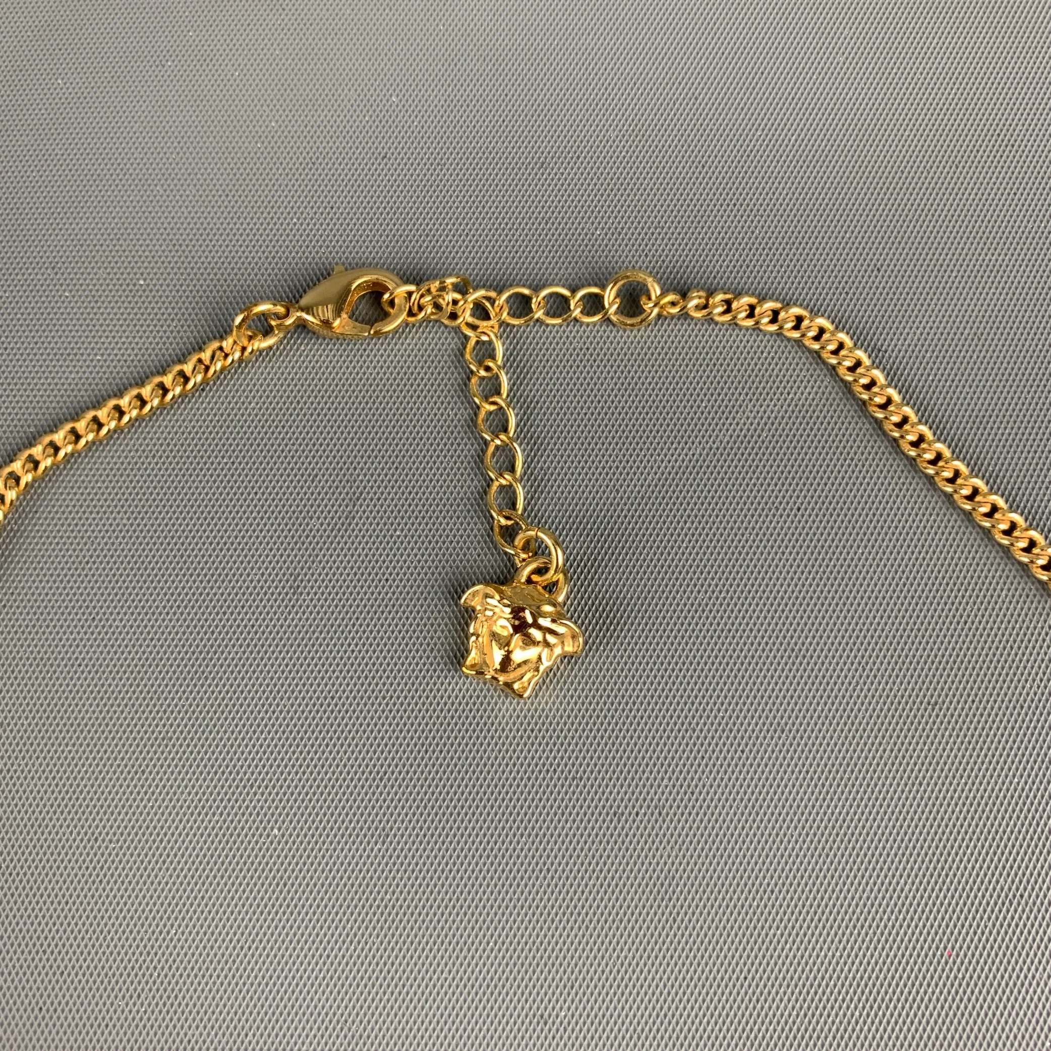 VERSACE Silver Gold Medusa Heads Metal Pendant Chocker Necklace - Image 3