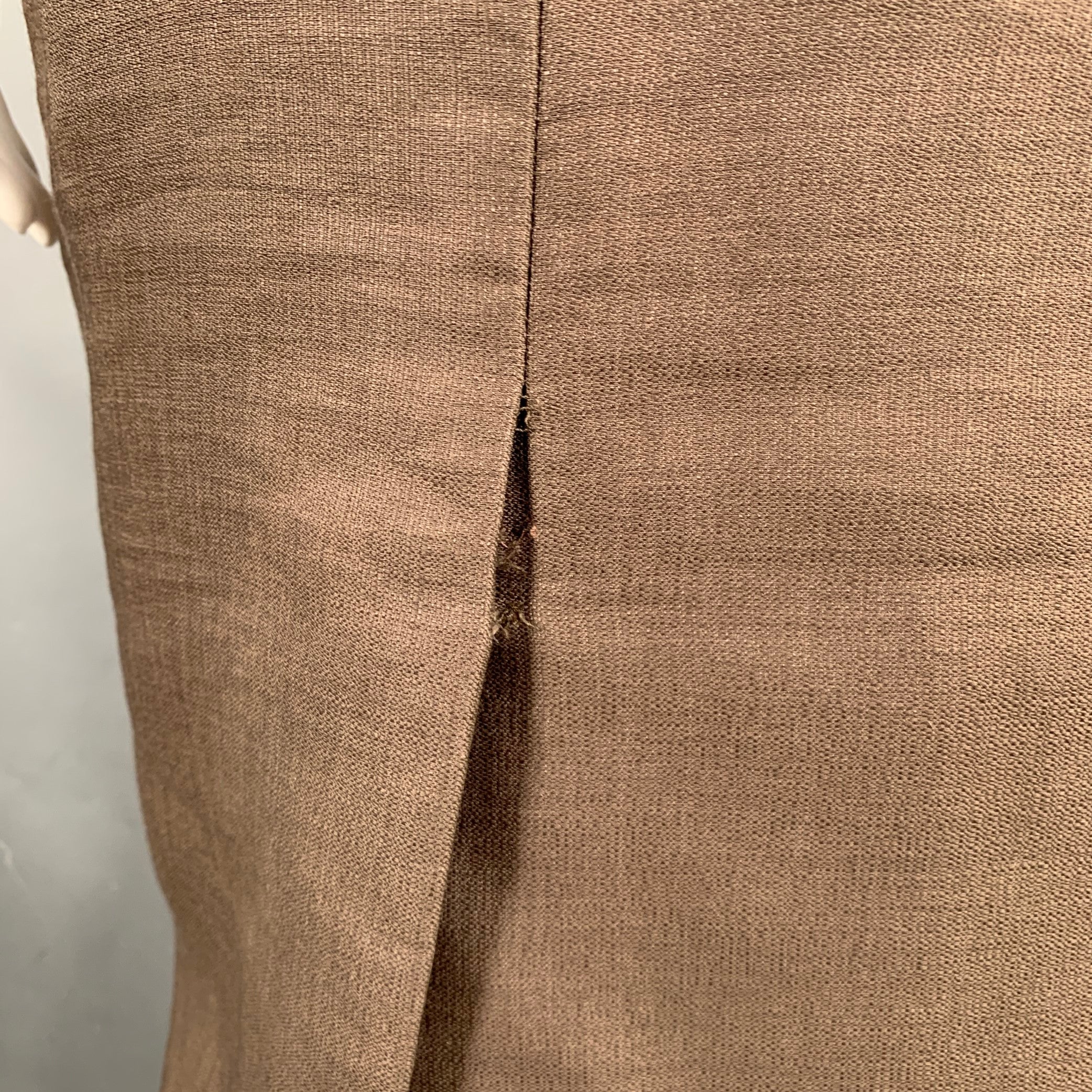 VERSACE Size 2 Brown Silk Wool Strappy Dress - Image 5