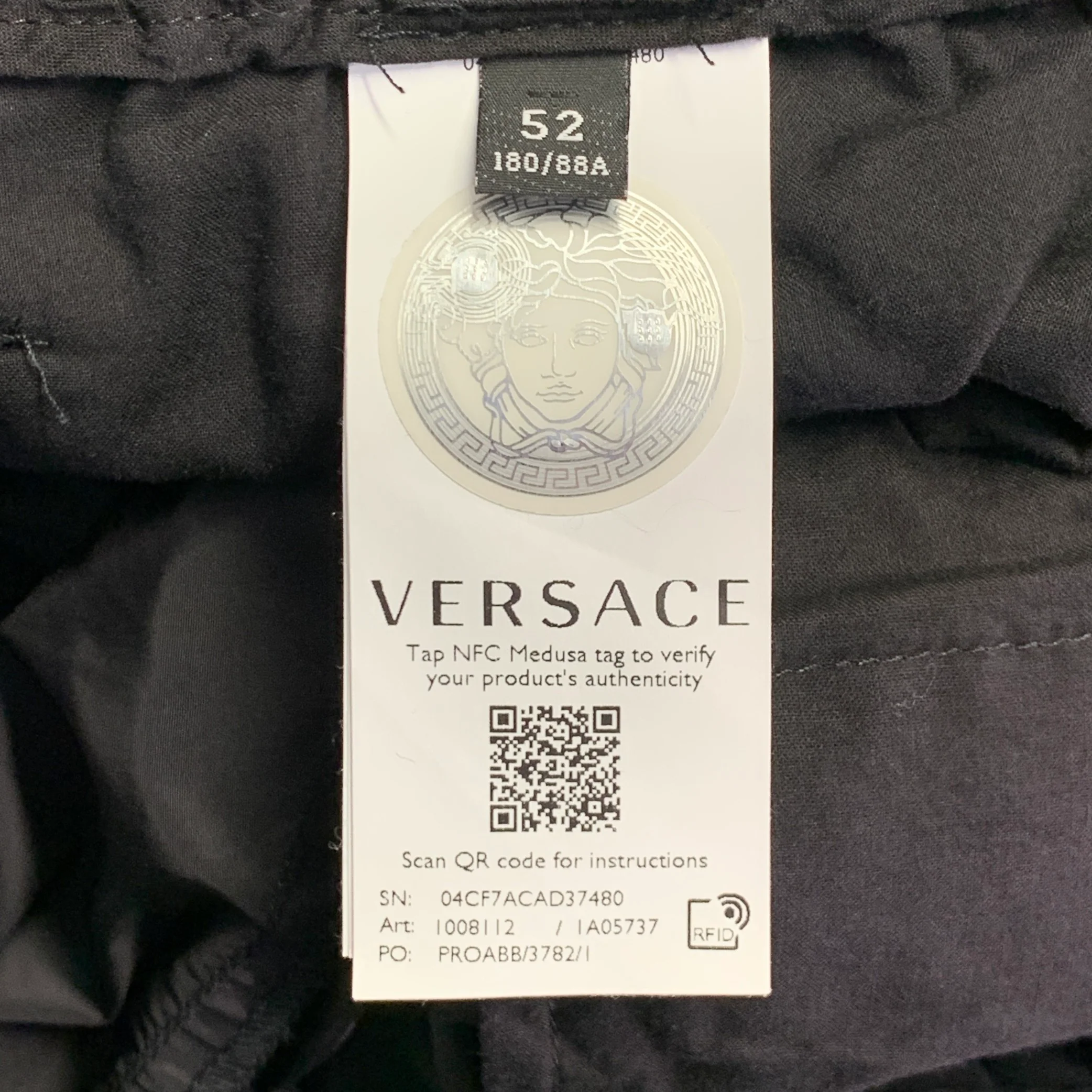 VERSACE Size 36 Black Blue Gold Vertical Stripe Nylon Sweatpants Casual Pants - Image 5