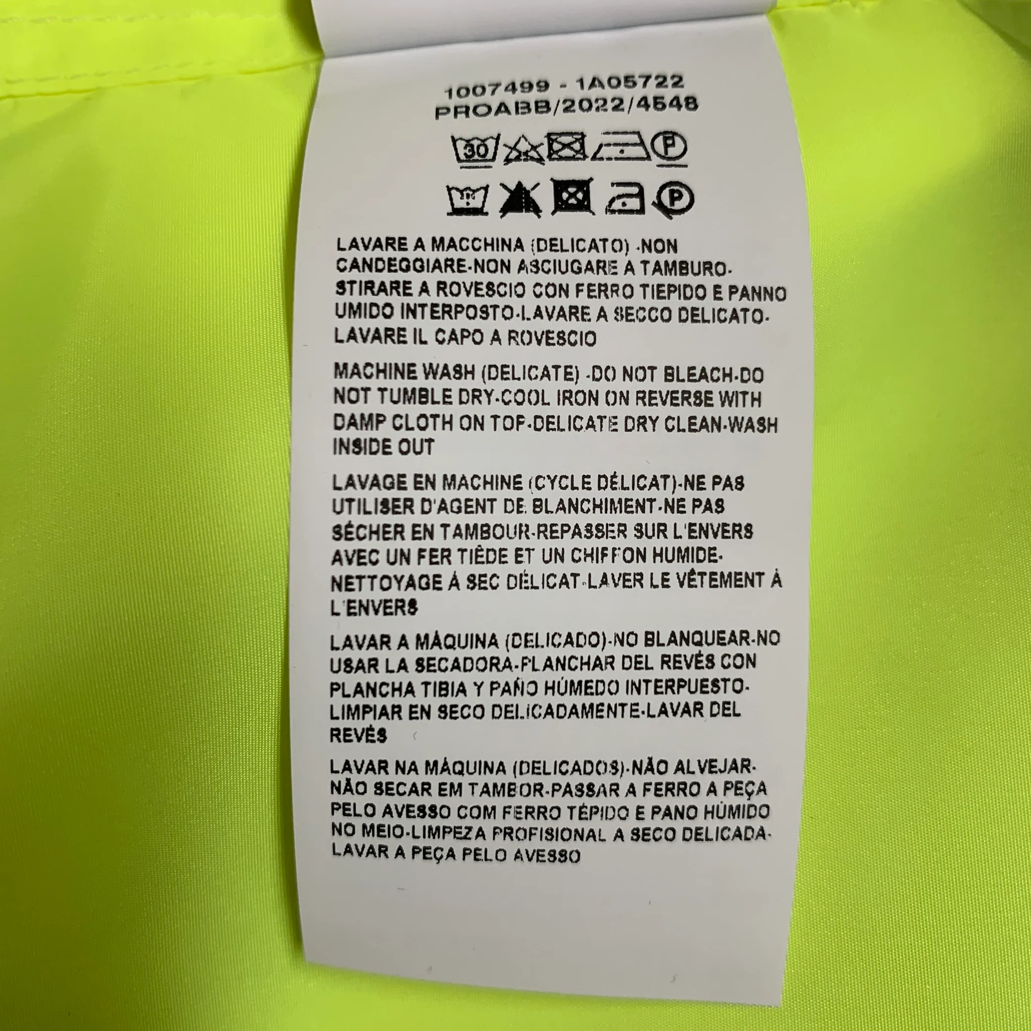VERSACE Size 36 Neon Yellow Polyester One Pocket Oversized Long Sleeve Shirt - Image 9