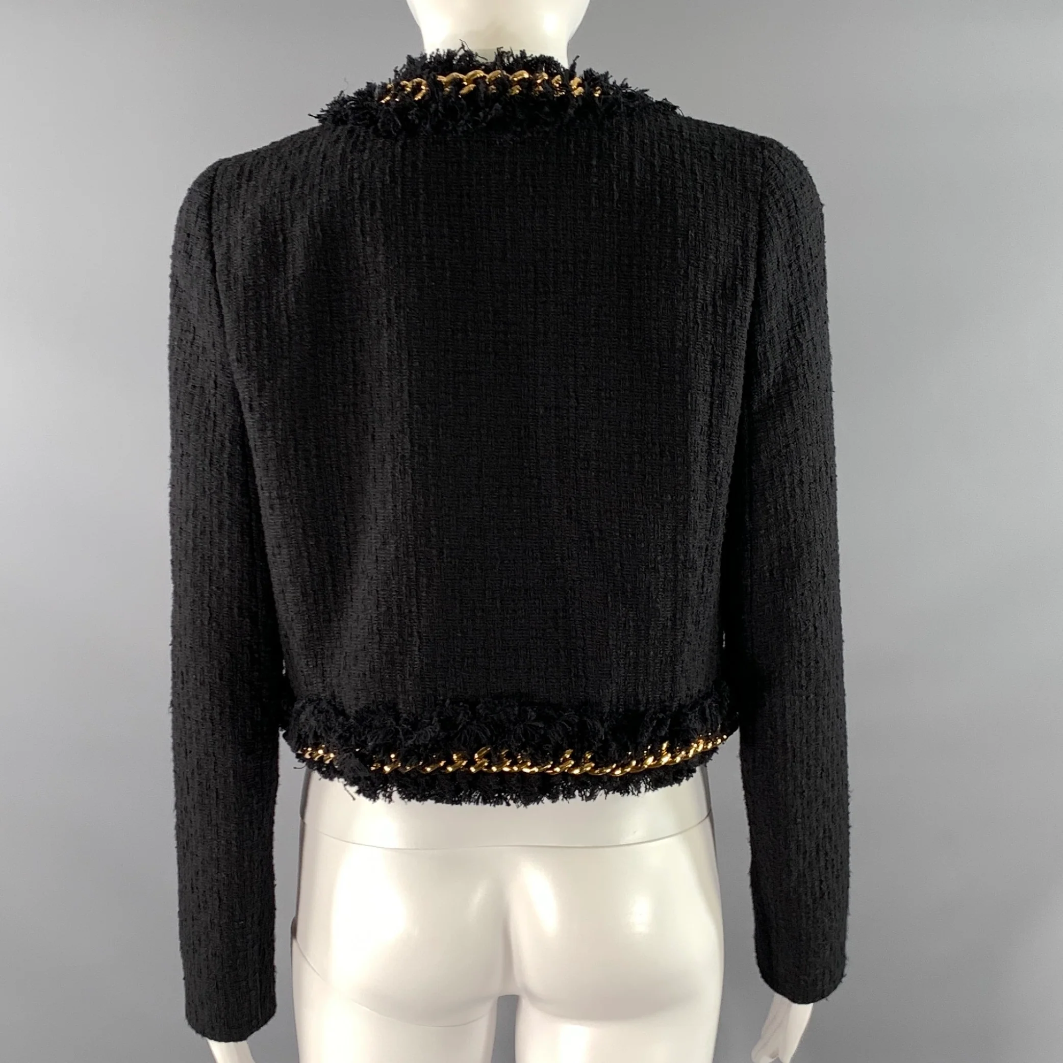 VERSACE Size 6 Black Gold Cotton Chain Jacket - Image 5