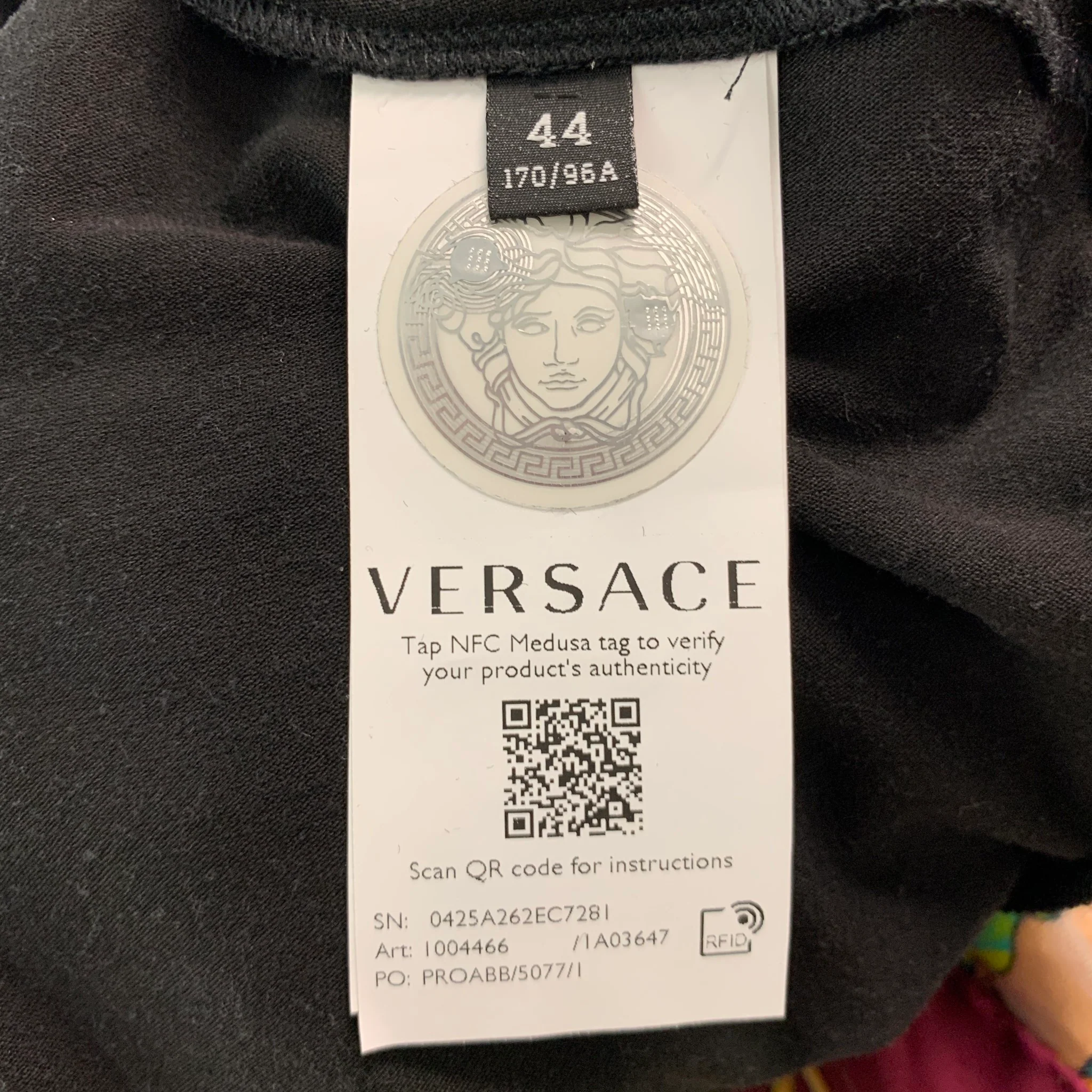 VERSACE Size 8 Black Multi-Color Viscose Elastane Long Sleeve Casual Top - Image 6