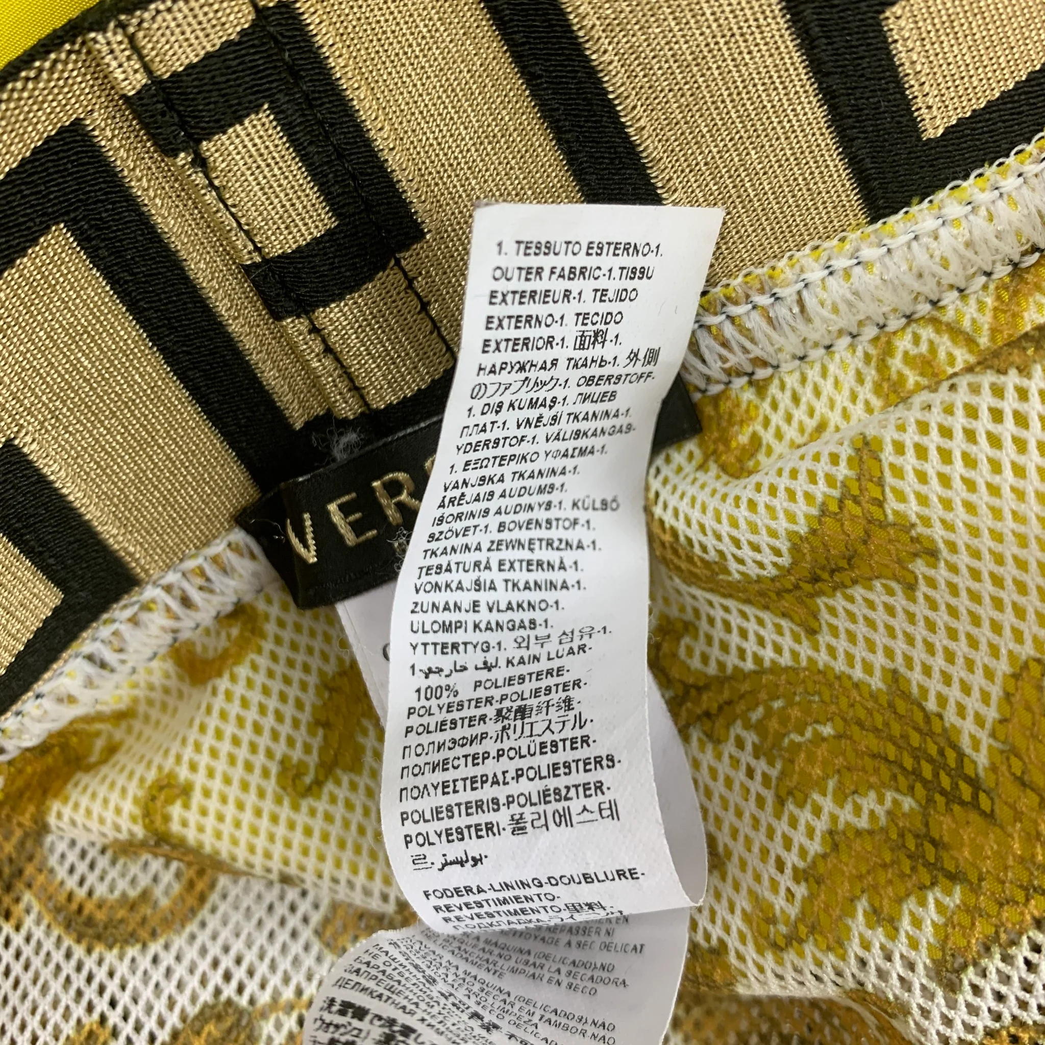VERSACE Size M Yellow Black Gold Nylon Elastic Waistband Swim Trunks - Image 5