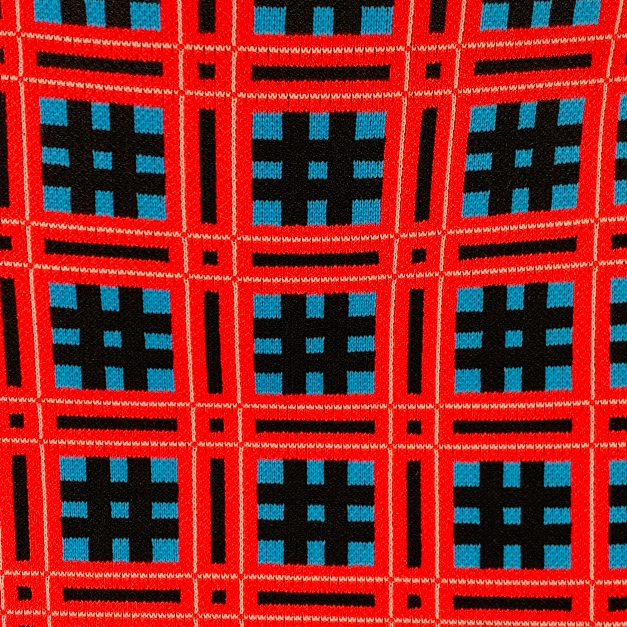VERSACE Size S Red Blue Black Viscose Blend Geometric Pencil Knee Length Skirt - Image 2