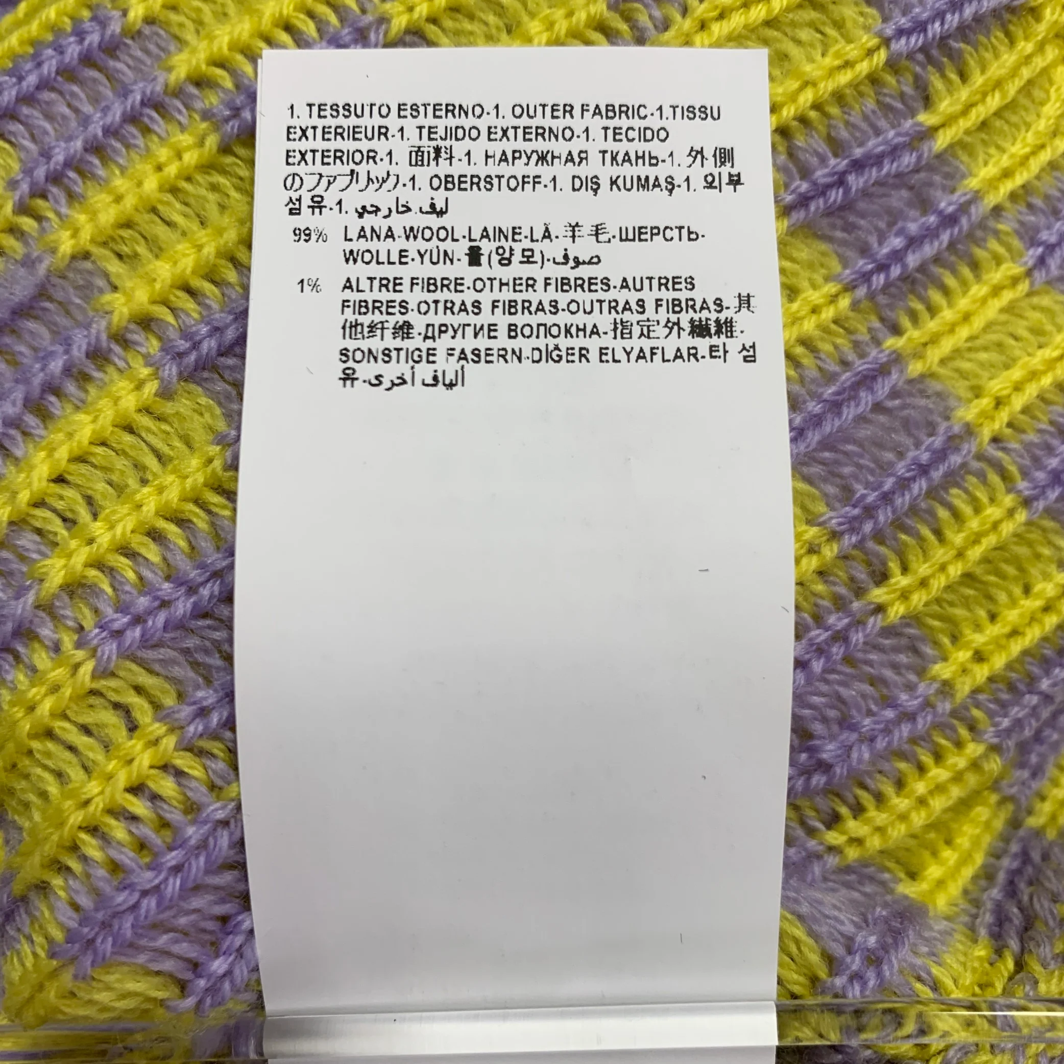 VERSACE Size S Yellow Lavender Wool Blend Checkered Crew Neck Casual Top - Image 9