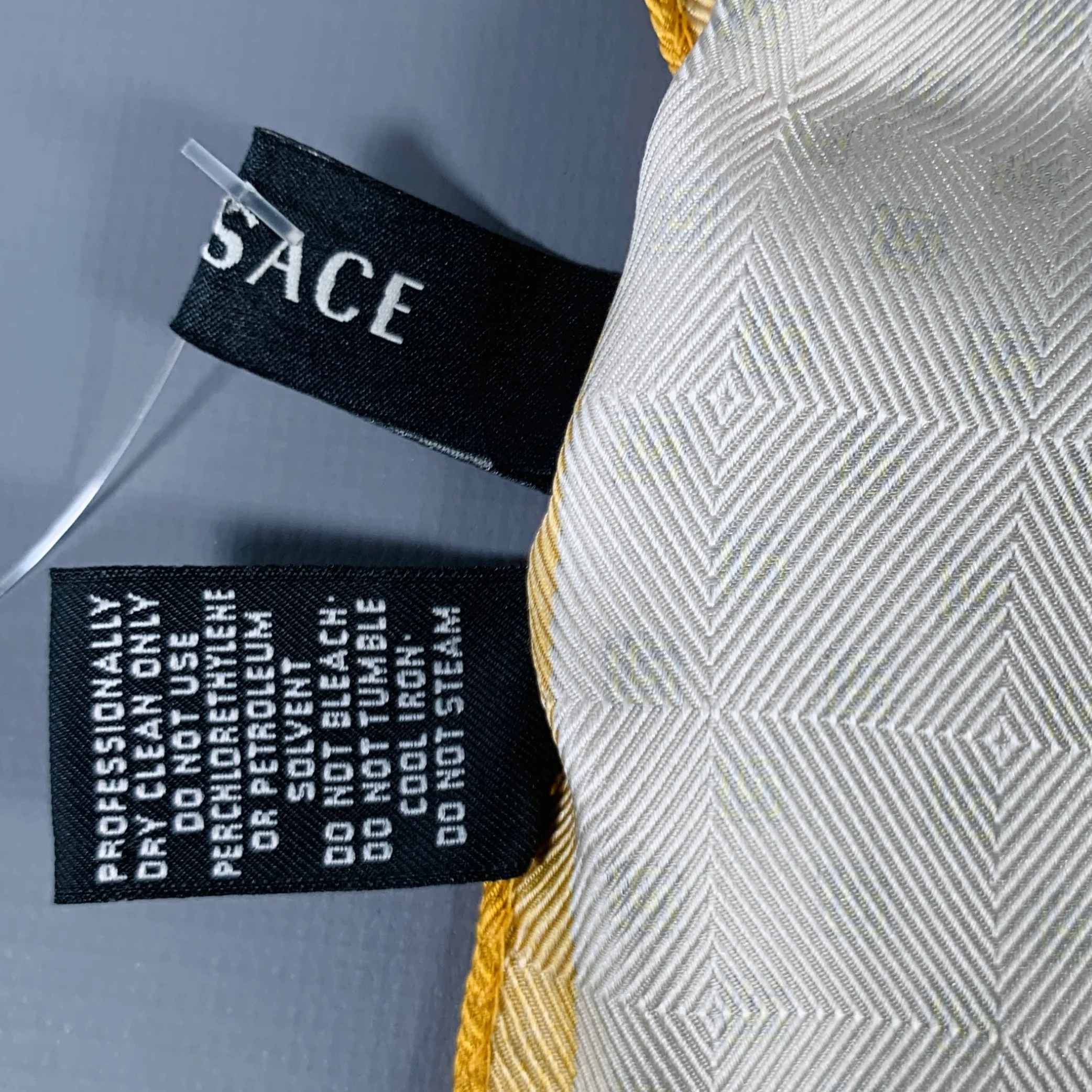 VERSACE Yellow White Stars Silk Pocket Square - Image 5