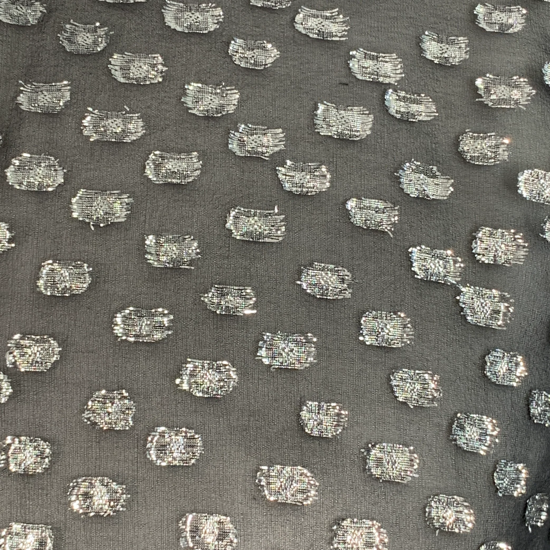 VERSUS by GIANNI VERSACE Size M Black Silver Metallic Silk Dots Long Sleeve Shirt - Image 2
