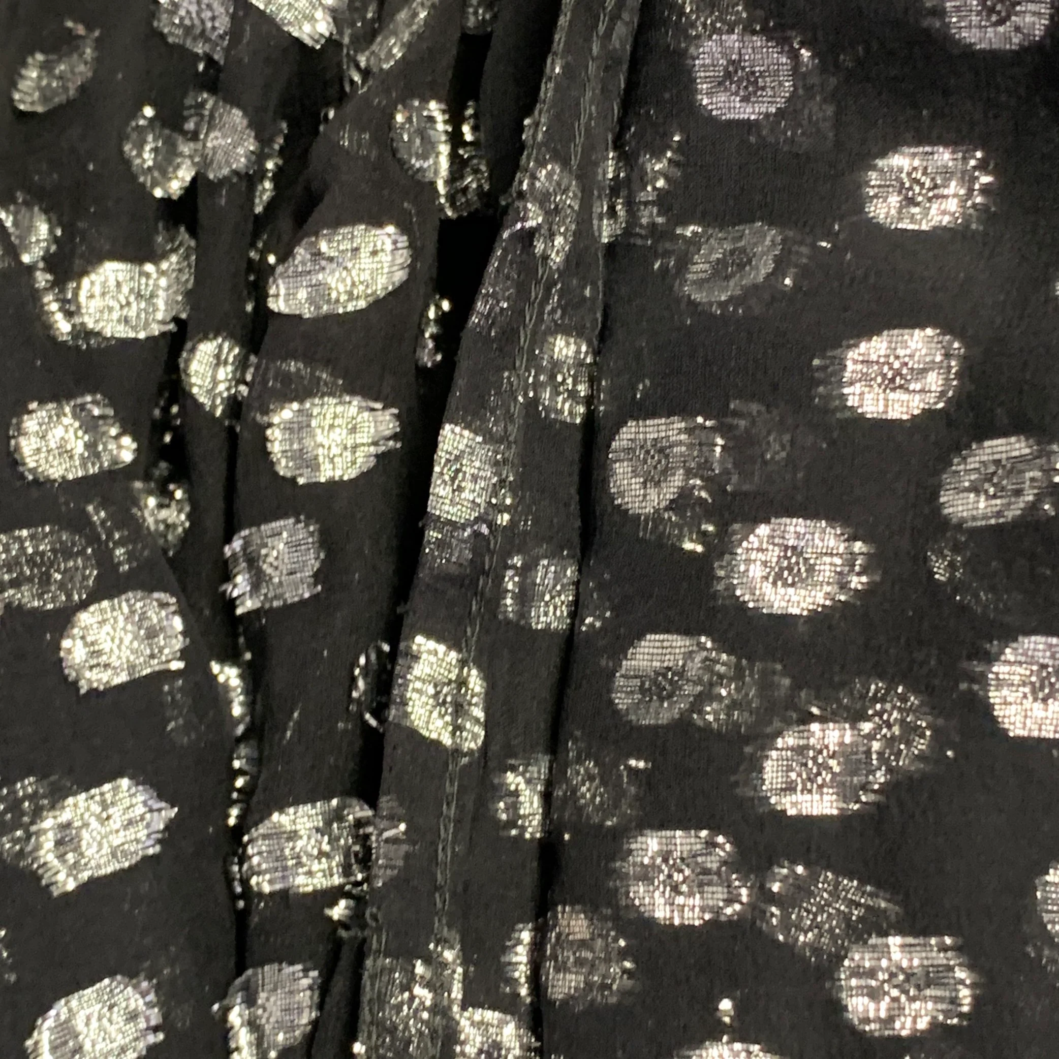 VERSUS by GIANNI VERSACE Size M Black Silver Metallic Silk Dots Long Sleeve Shirt - Image 7