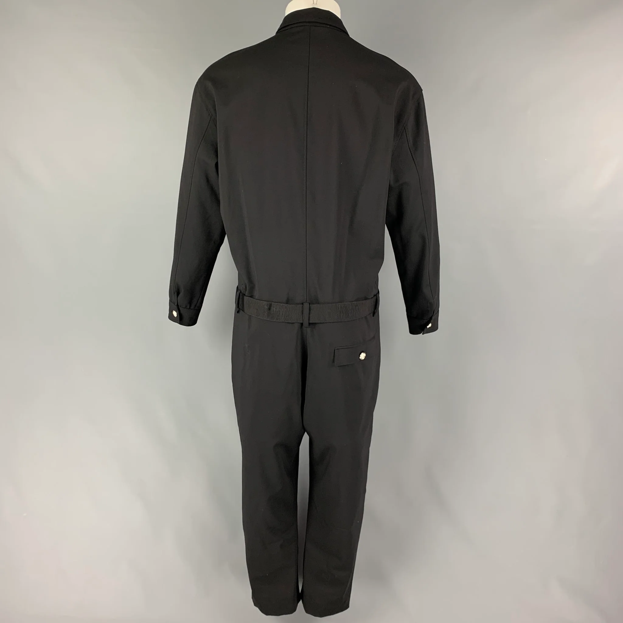 VERSUS by GIANNI VERSACE Size M Black Wool Belted Jumpsuit - Image 3