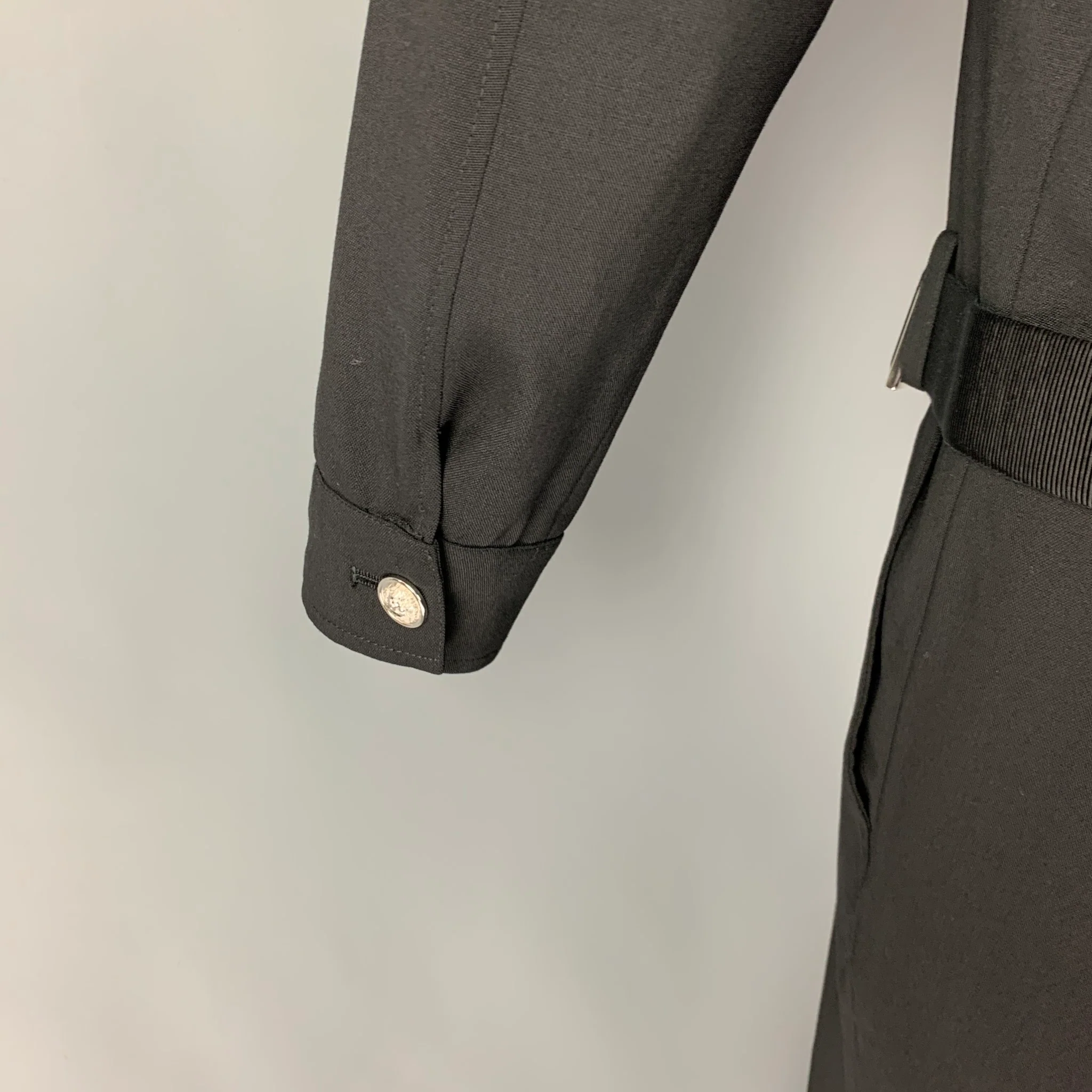 VERSUS by GIANNI VERSACE Size M Black Wool Belted Jumpsuit - Image 4